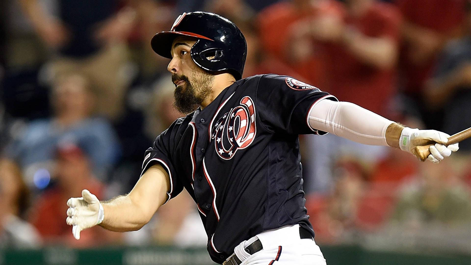 Anthony Rendon, bat, night game, Full HD Desktop Wallpaper