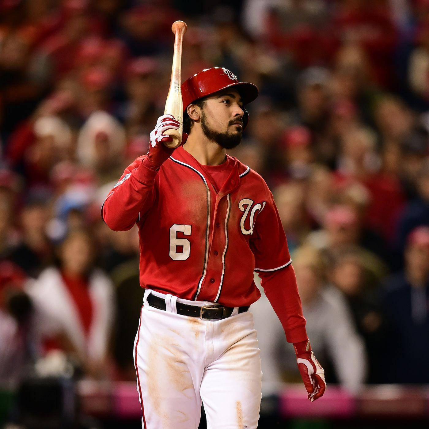 Anthony Rendon, baseball bat, red uniform, HD Desktop Wallpaper