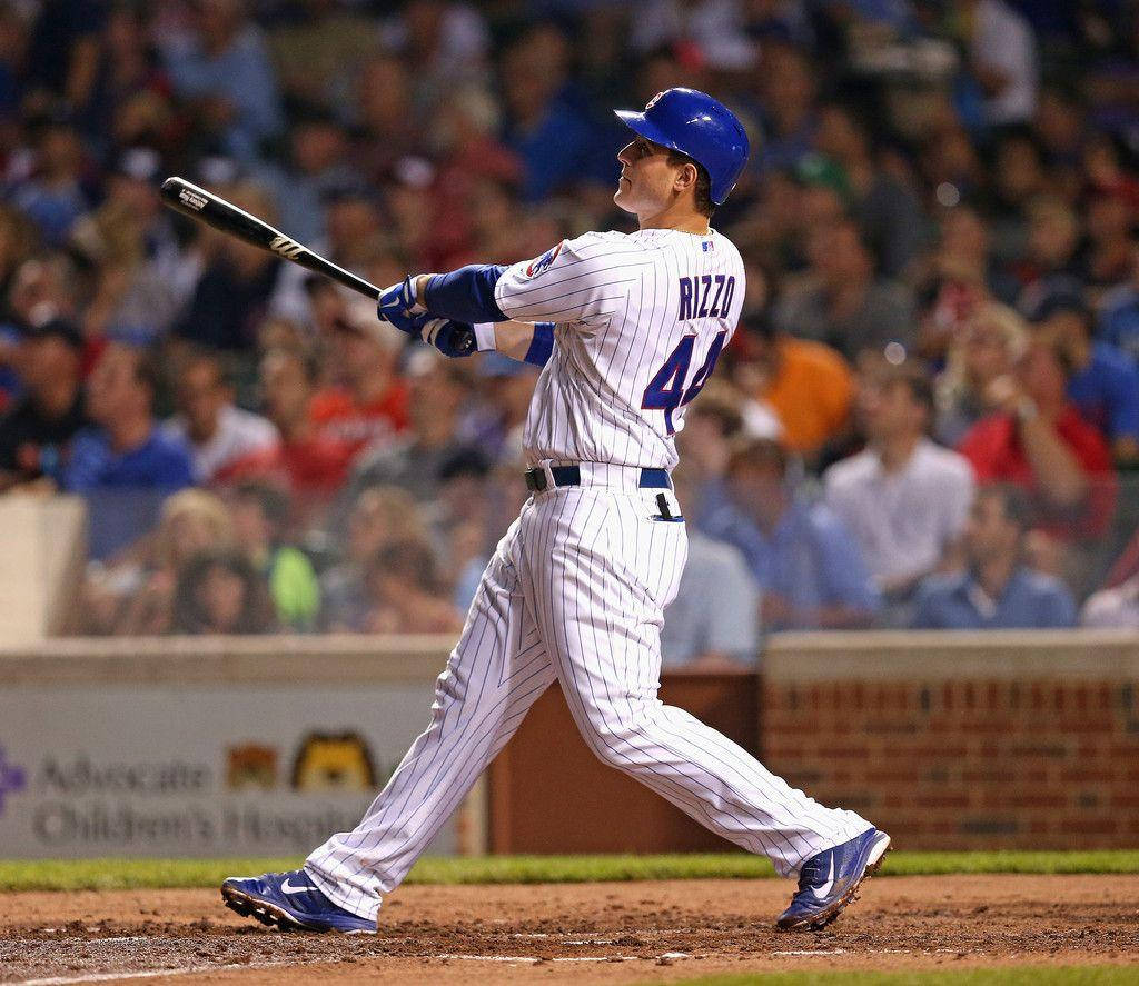 Anthony Rizzo, white pinstripe uniform, bat, SD Desktop Wallpaper