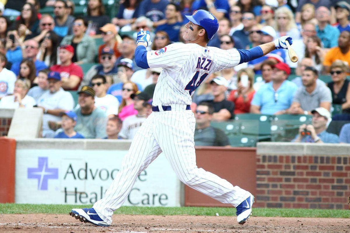 Anthony Rizzo, pinstripe uniform, bat, SD Desktop Wallpaper