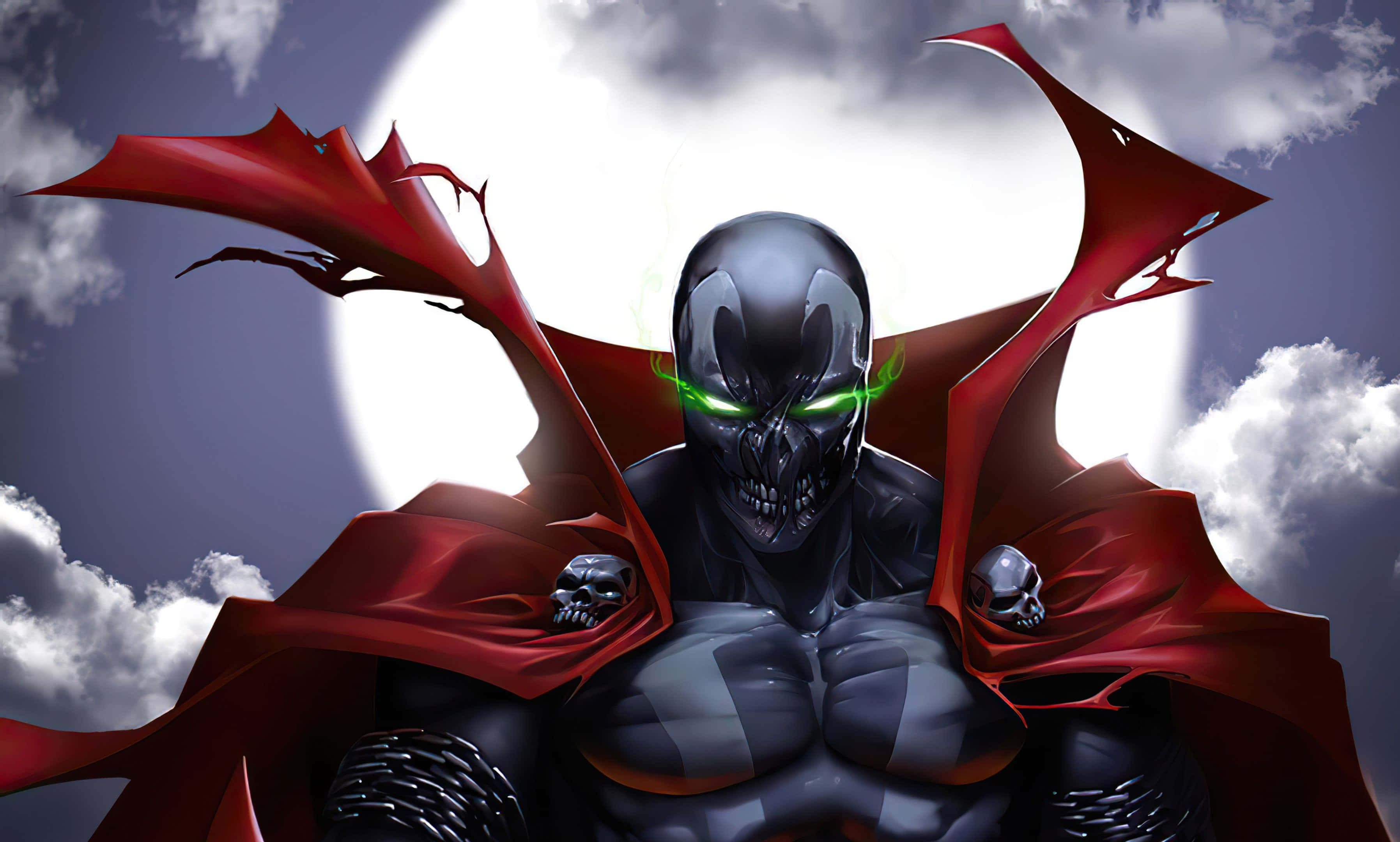 anti hero 3591 x 2160 wallpaper, skeletal superhero, glowing green eyes, 2K Desktop Wallpaper