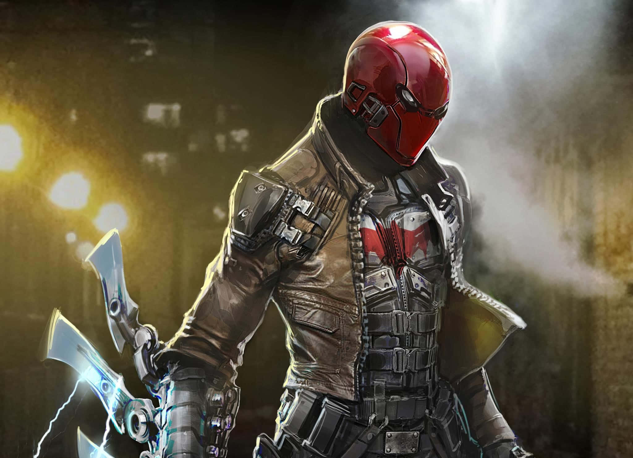 anti hero 2048 x 1483, red helmet, armored jacket, Full HD Desktop Wallpaper