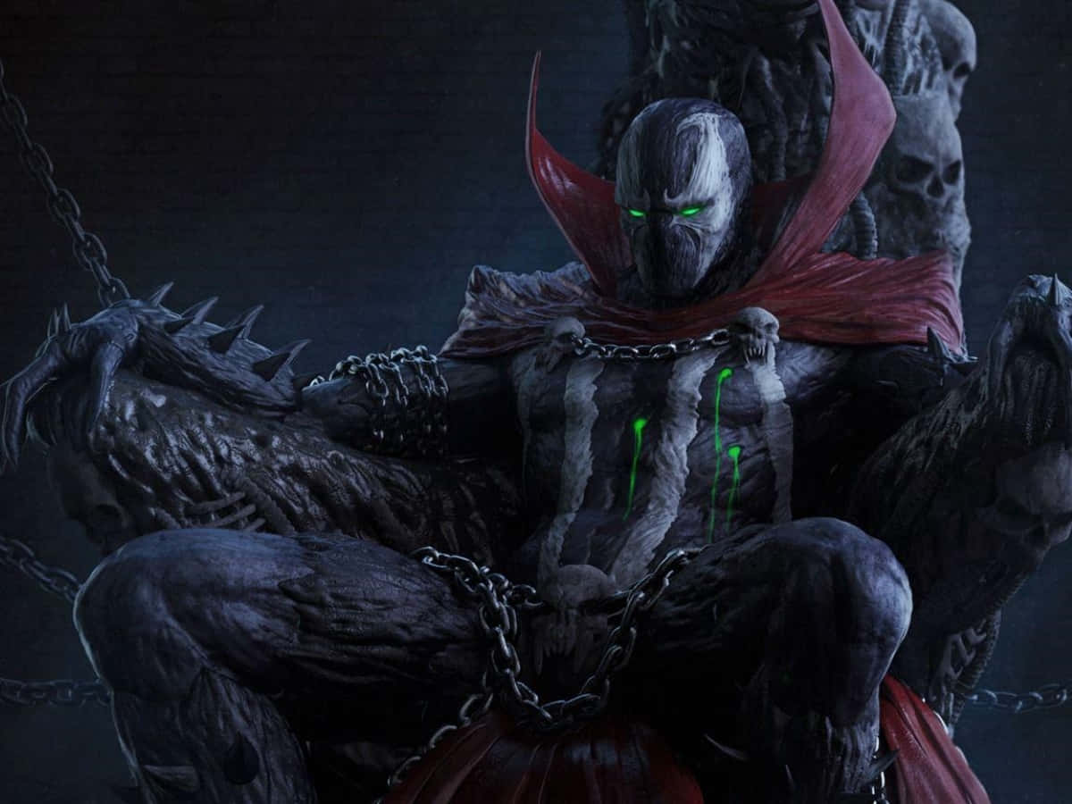Anti-Hero, skeletal figure, glowing green eyes, SD Desktop Wallpaper