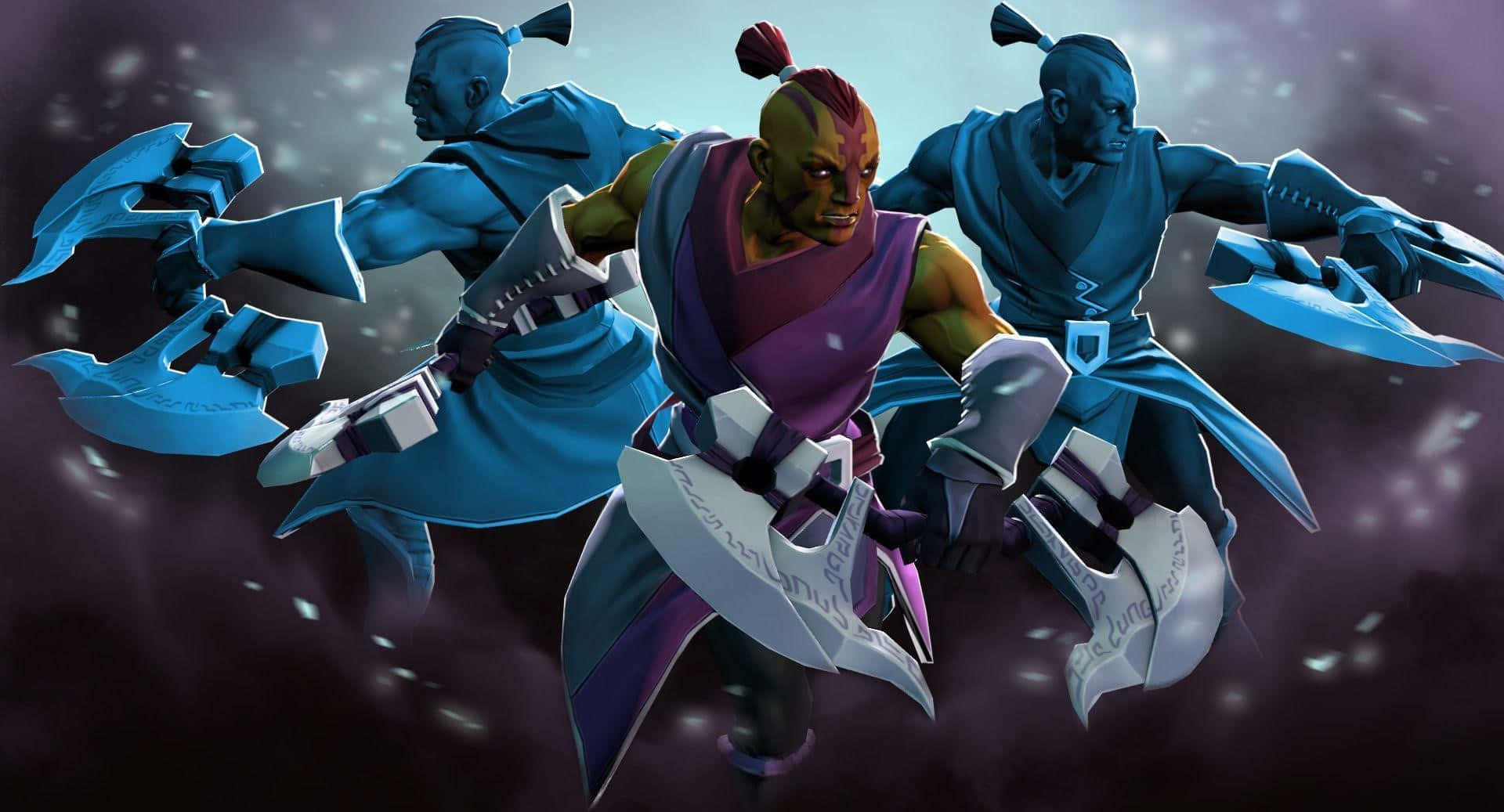 Anti-Mage, blue armor, glowing blades, Full HD Desktop Wallpaper