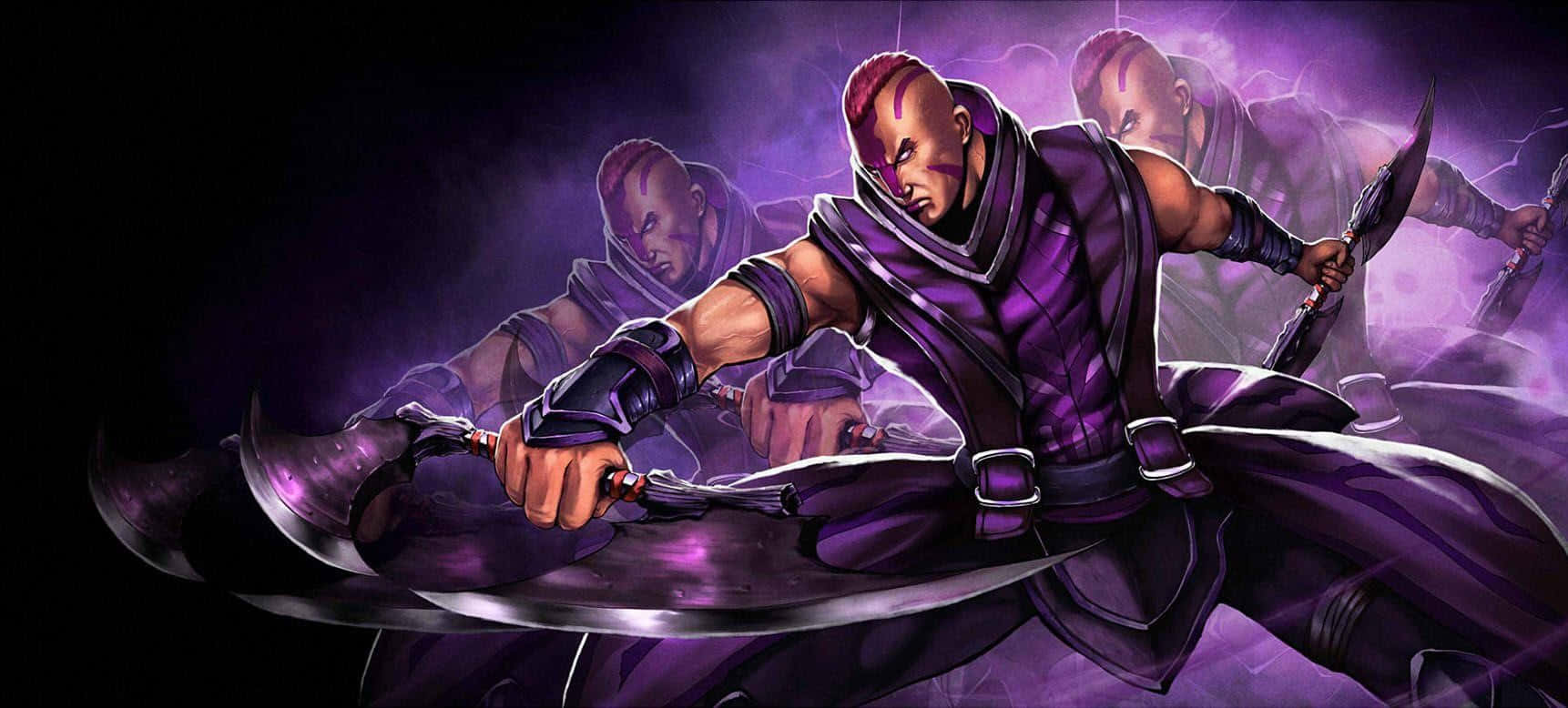 Anti-Mage, purple armor, curved blade, HD Desktop Wallpaper