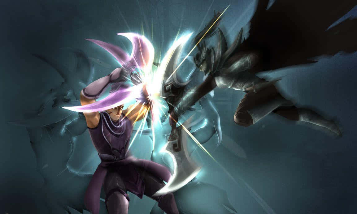Anti-mage, glowing blades, bright sparks, SD Desktop Wallpaper