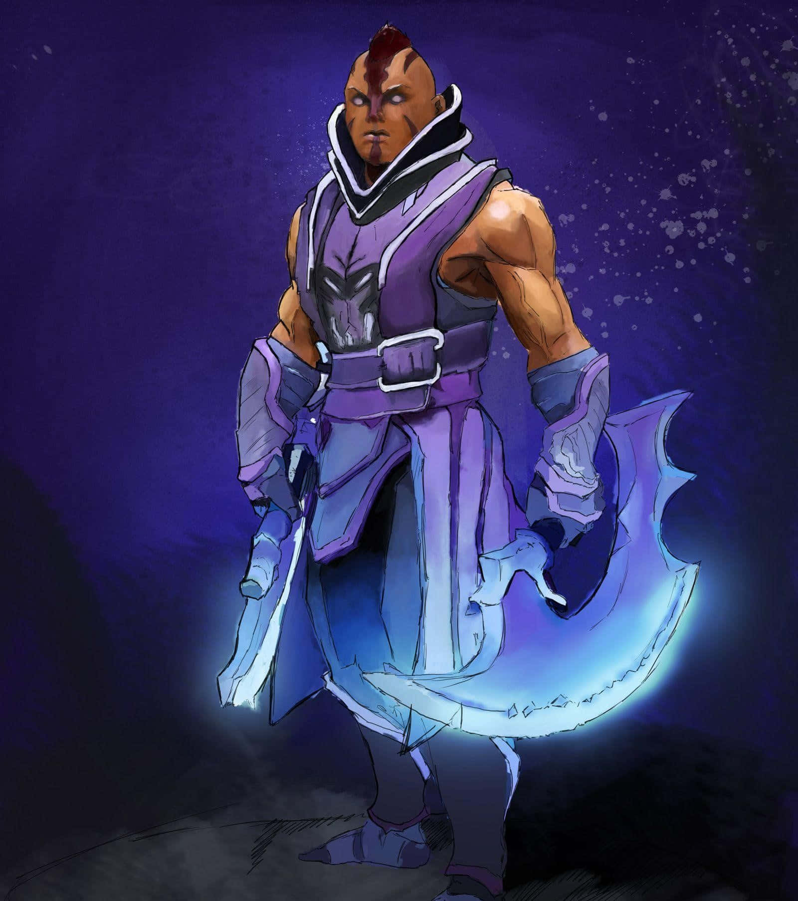 Anti-Mage, purple armor, glowing blue curved blade, HD Phone Wallpaper