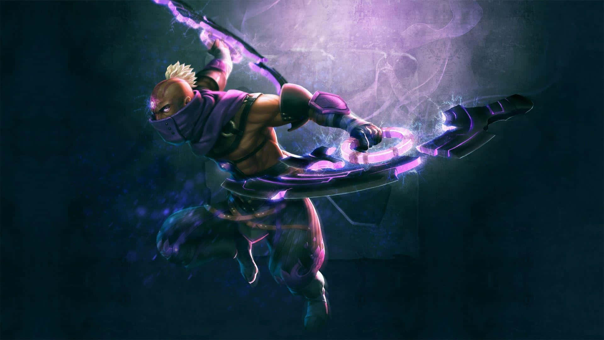 Anti-mage, purple armor, glowing purple energy blade, Full HD Desktop Wallpaper
