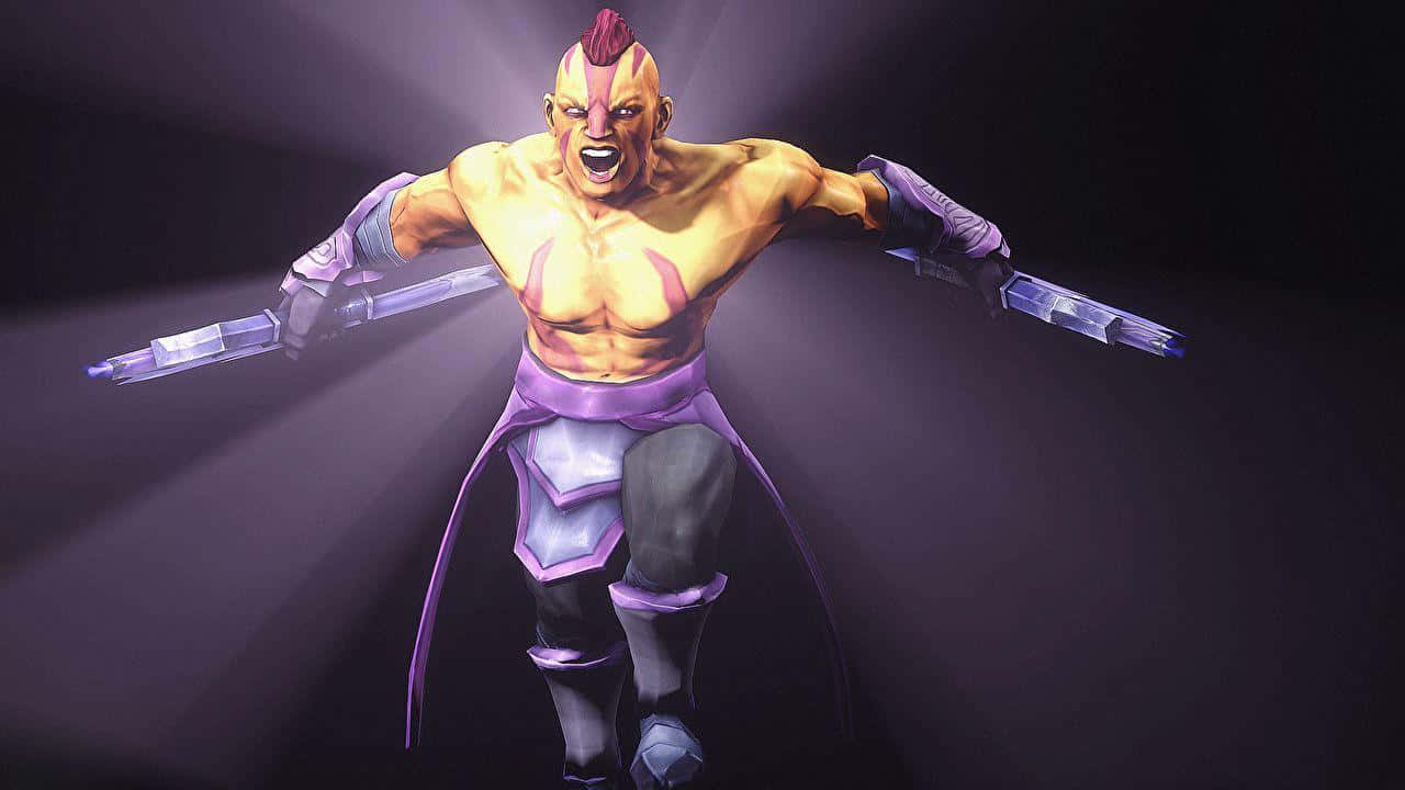 Anti-Mage, red mohawk, purple armor, HD Desktop Wallpaper