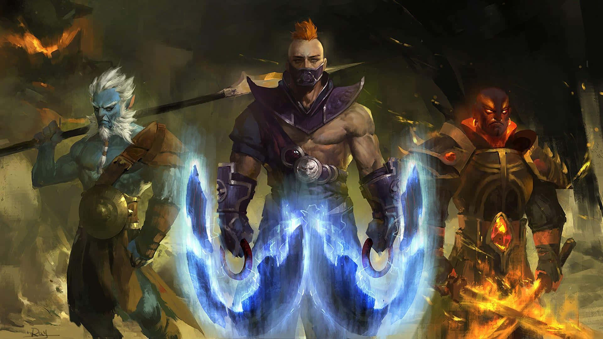 Anti-Mage, dual blades, blue lightning, Full HD Desktop Wallpaper
