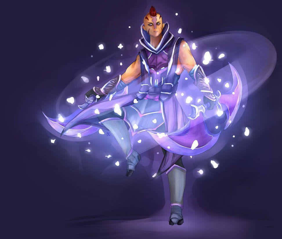 Anti-Mage, spiky red hair, glowing purple blades, SD Desktop Wallpaper