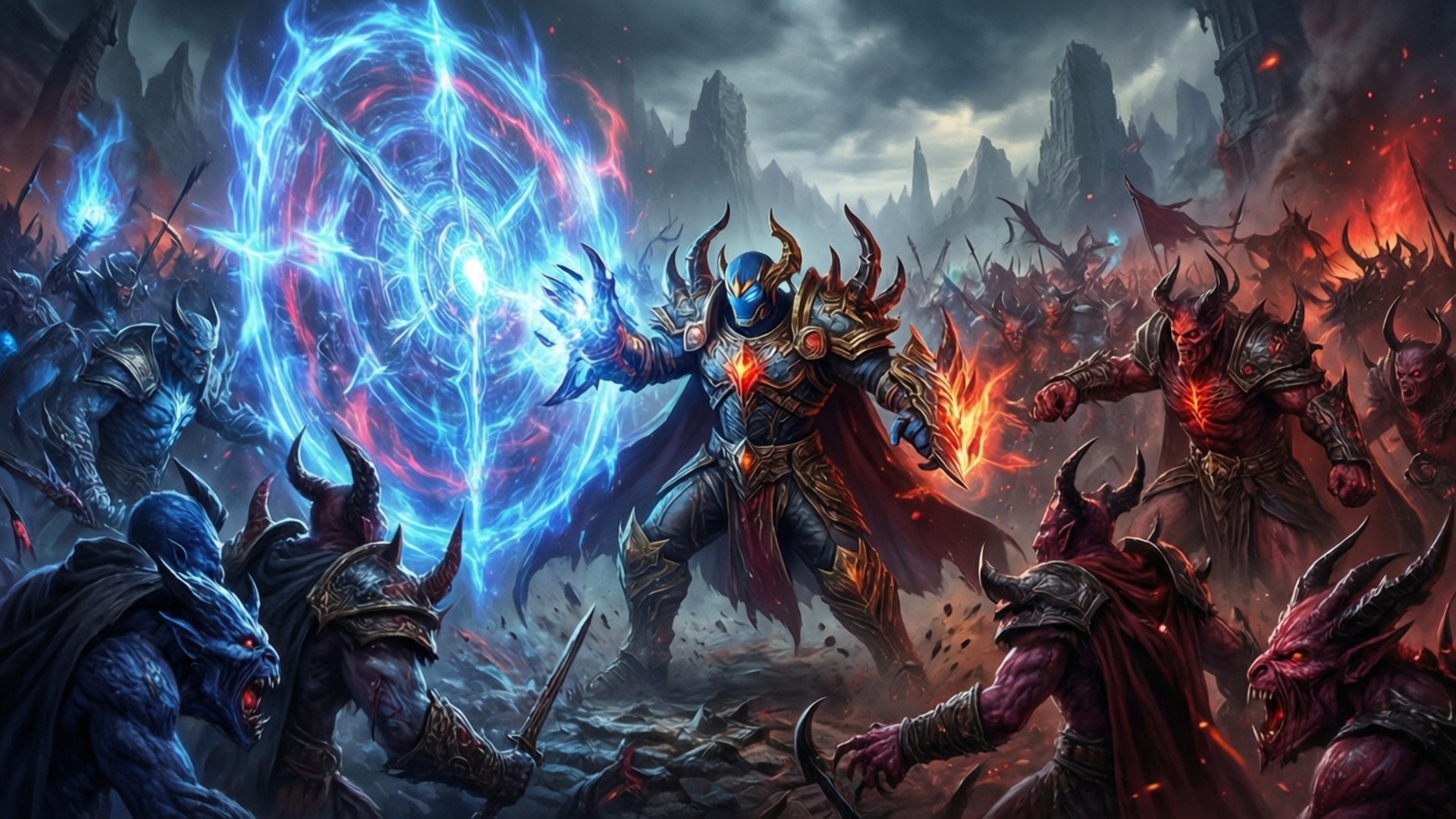 Anti-mage, demonic mages, battle, Full HD Desktop Wallpaper