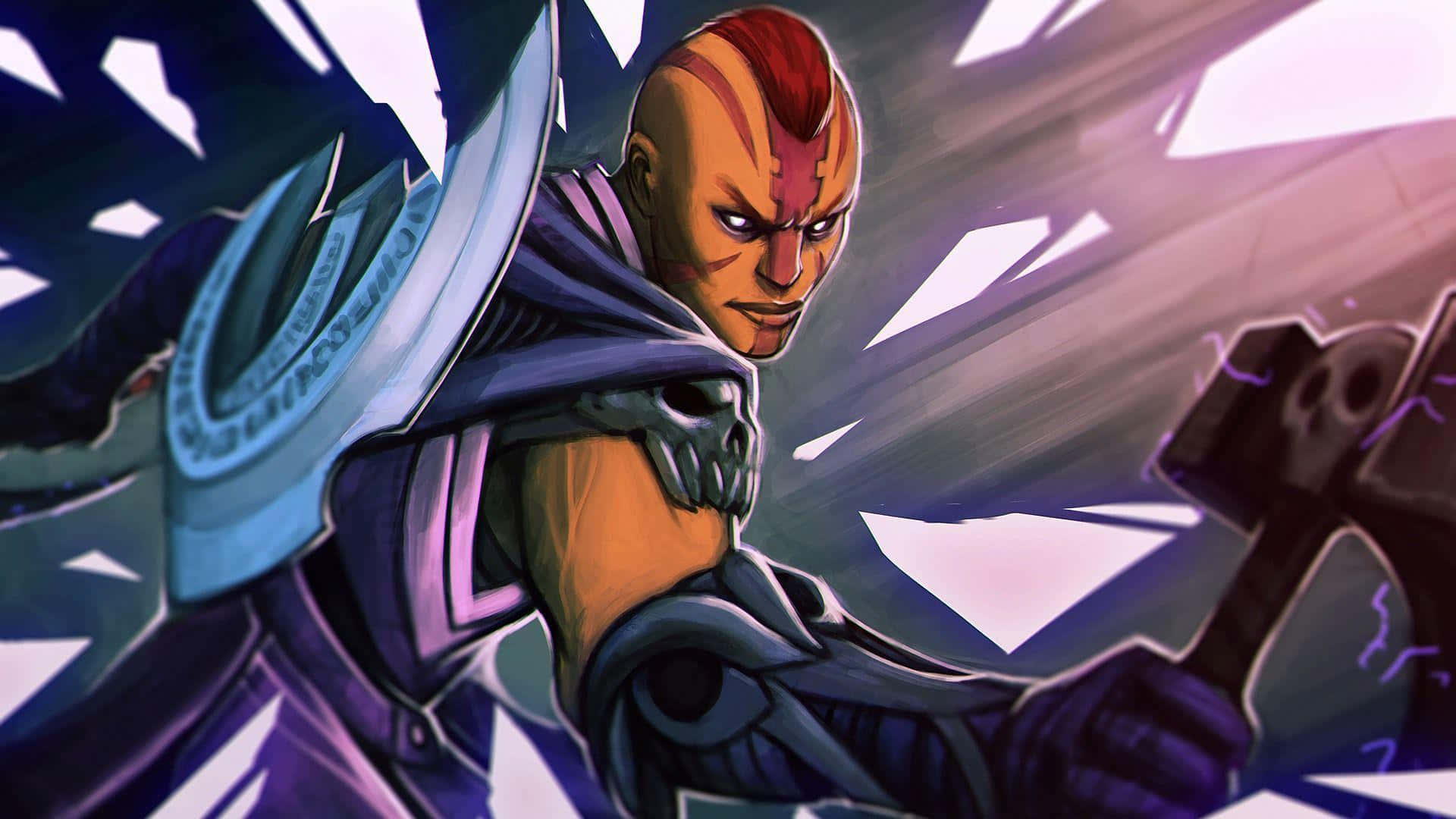 Anti-mage, red mohawk, skull armor, Full HD Desktop Wallpaper