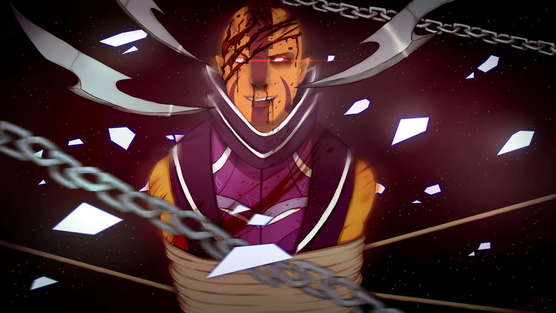 Anti-Mage, glowing red eyes, chains, Full HD Desktop Wallpaper
