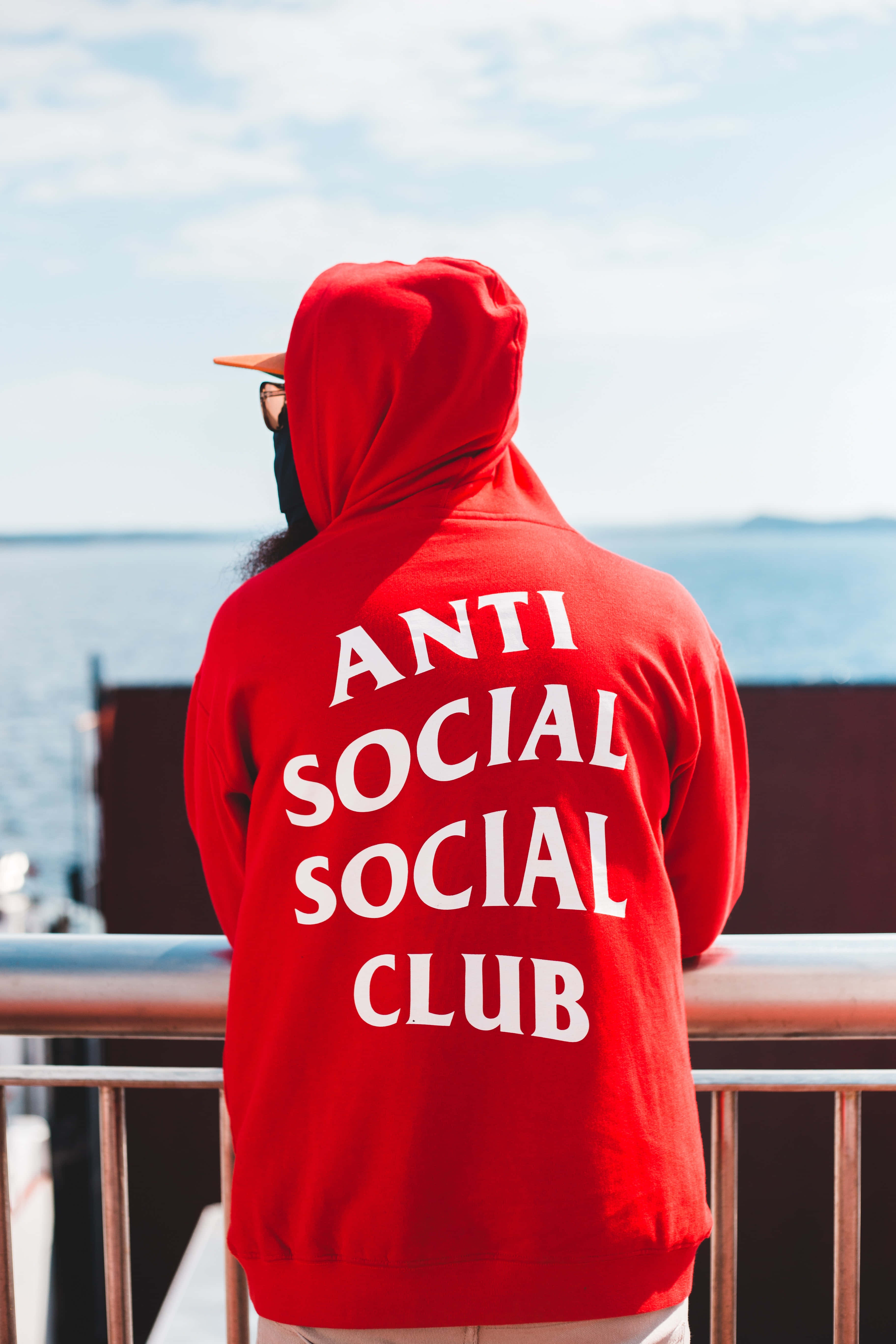 Anti Social Club iPhone, red hoodie, ANTI SOCIAL SOCIAL CLUB text, 5K Phone Wallpaper