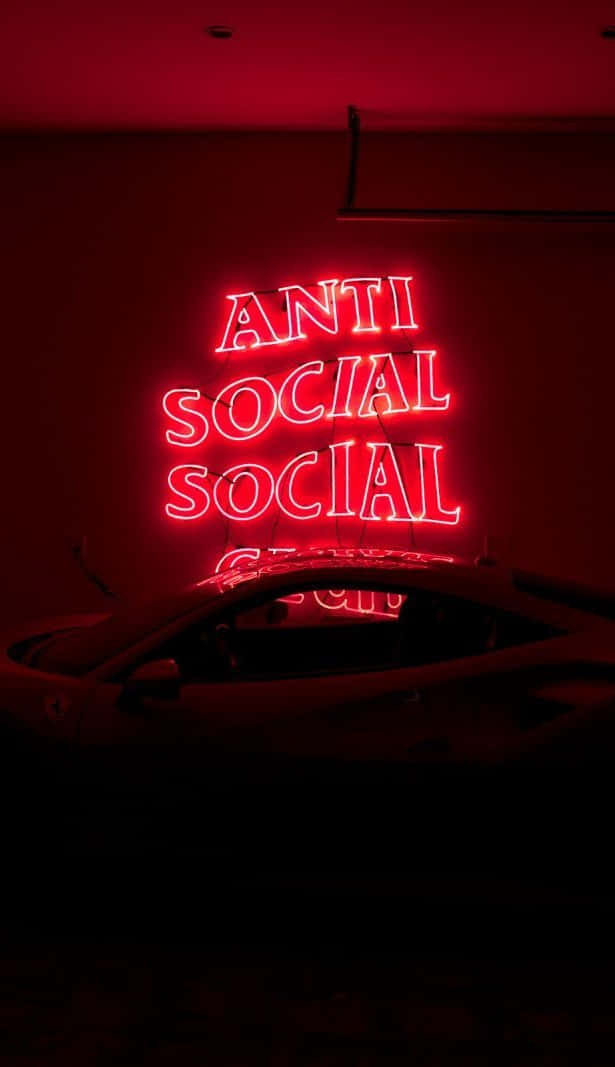 Anti Social Club iPhone, glowing red neon sign, anti social social, SD Phone Wallpaper