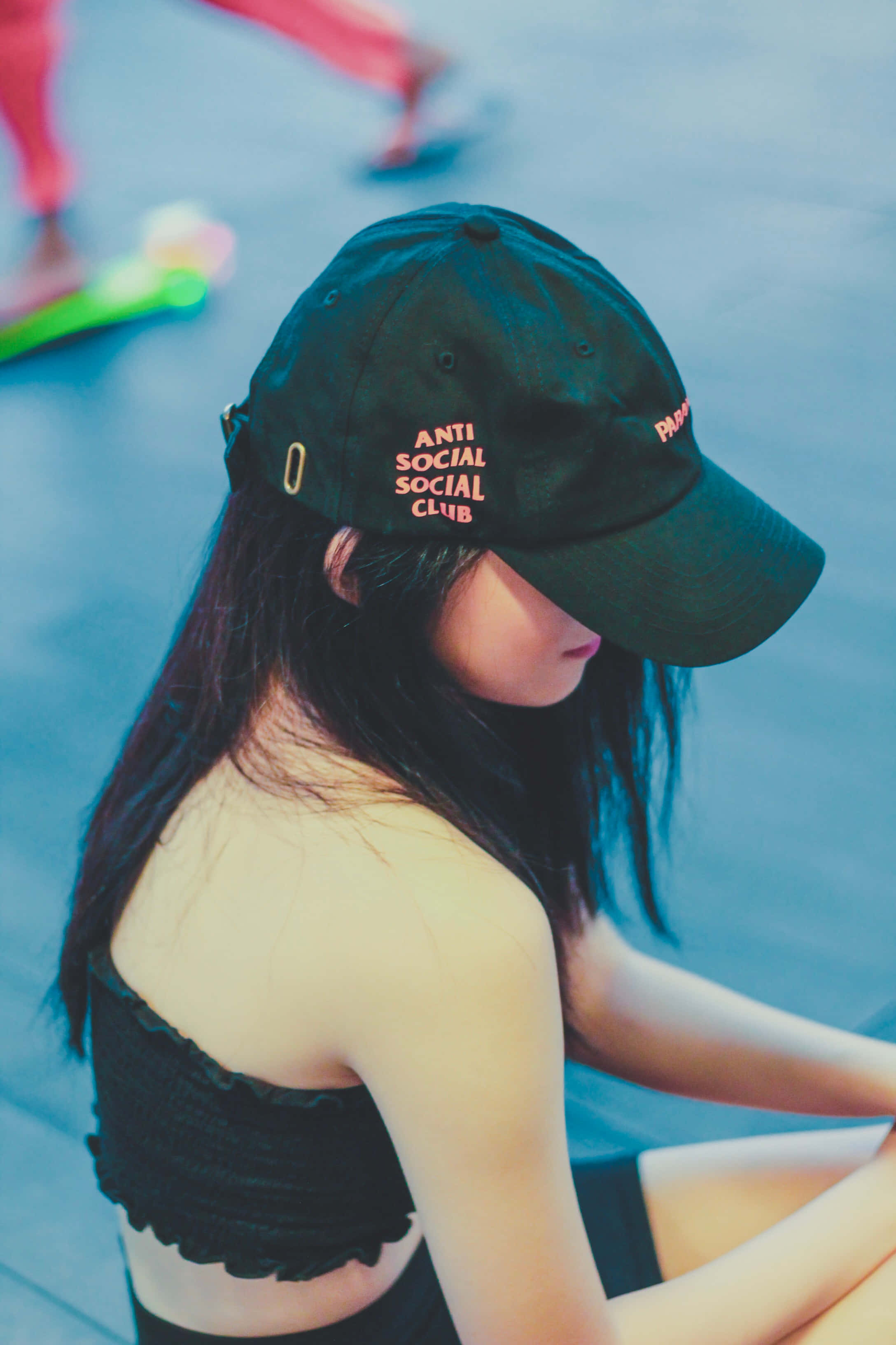 Anti Social Club, iPhone, black cap, 2K Phone Wallpaper