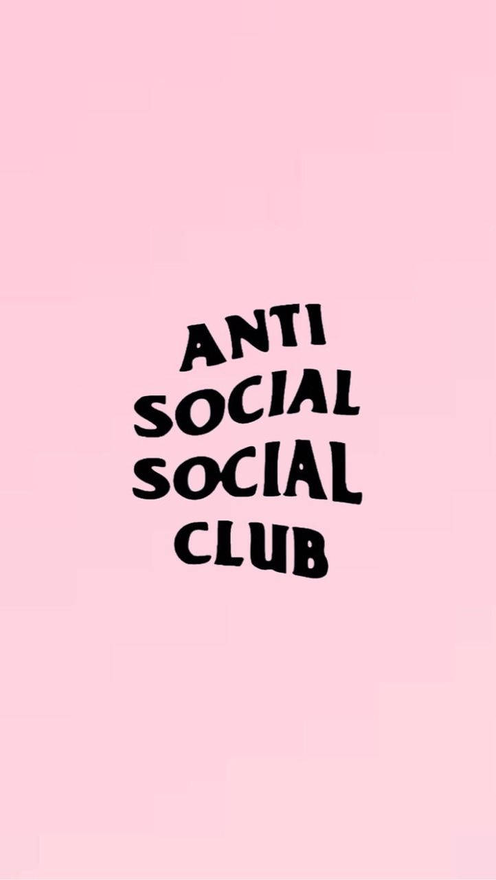 Anti Social Social Club, pastel pink, black text, HD Phone Wallpaper