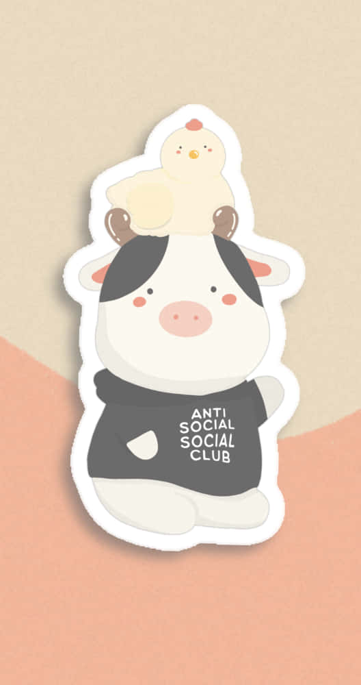 Anti Social Club iPhone, cow, black, SD Phone Wallpaper