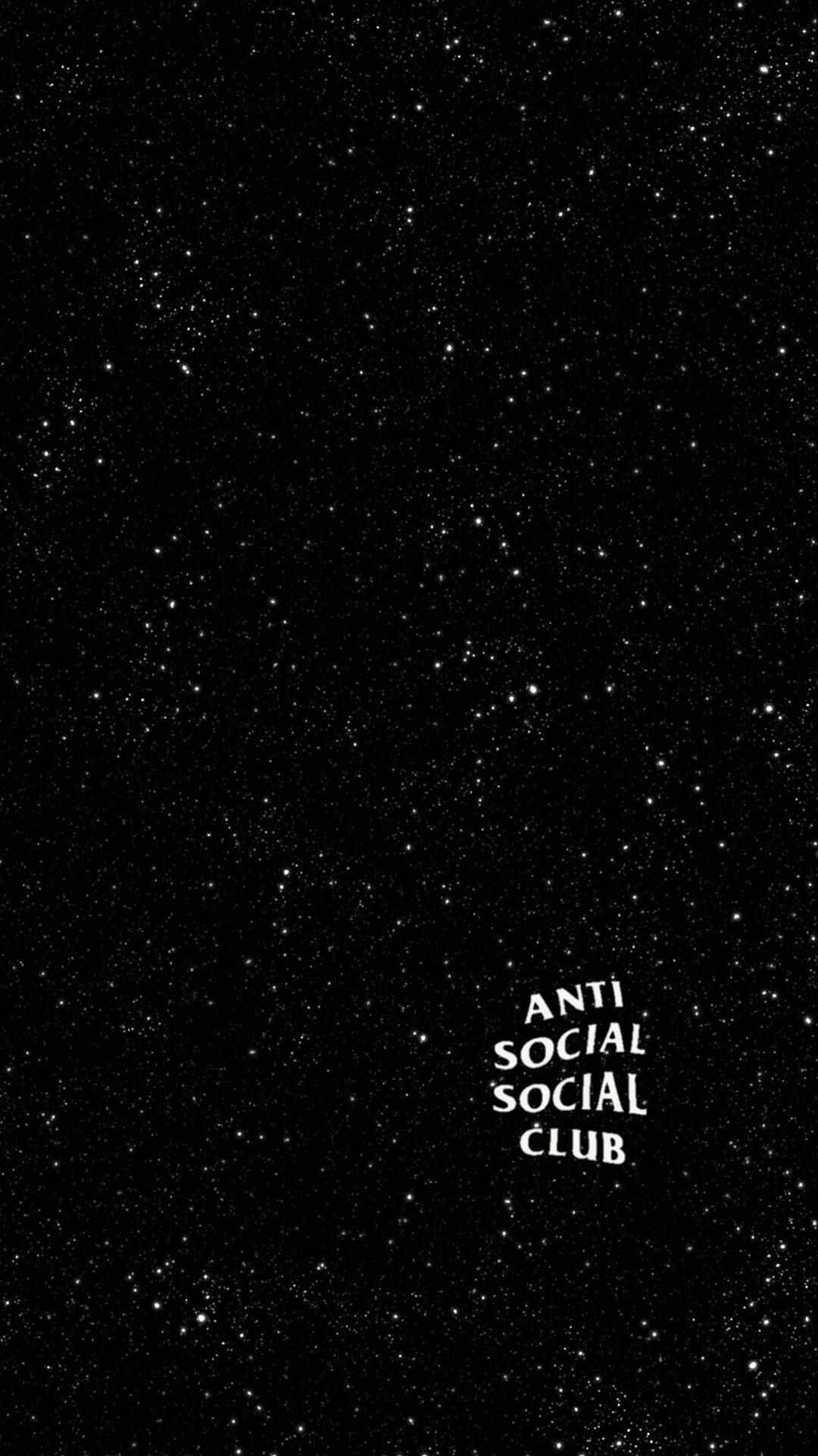 Anti Social Social Club, black background, white stars, Full HD Phone Wallpaper