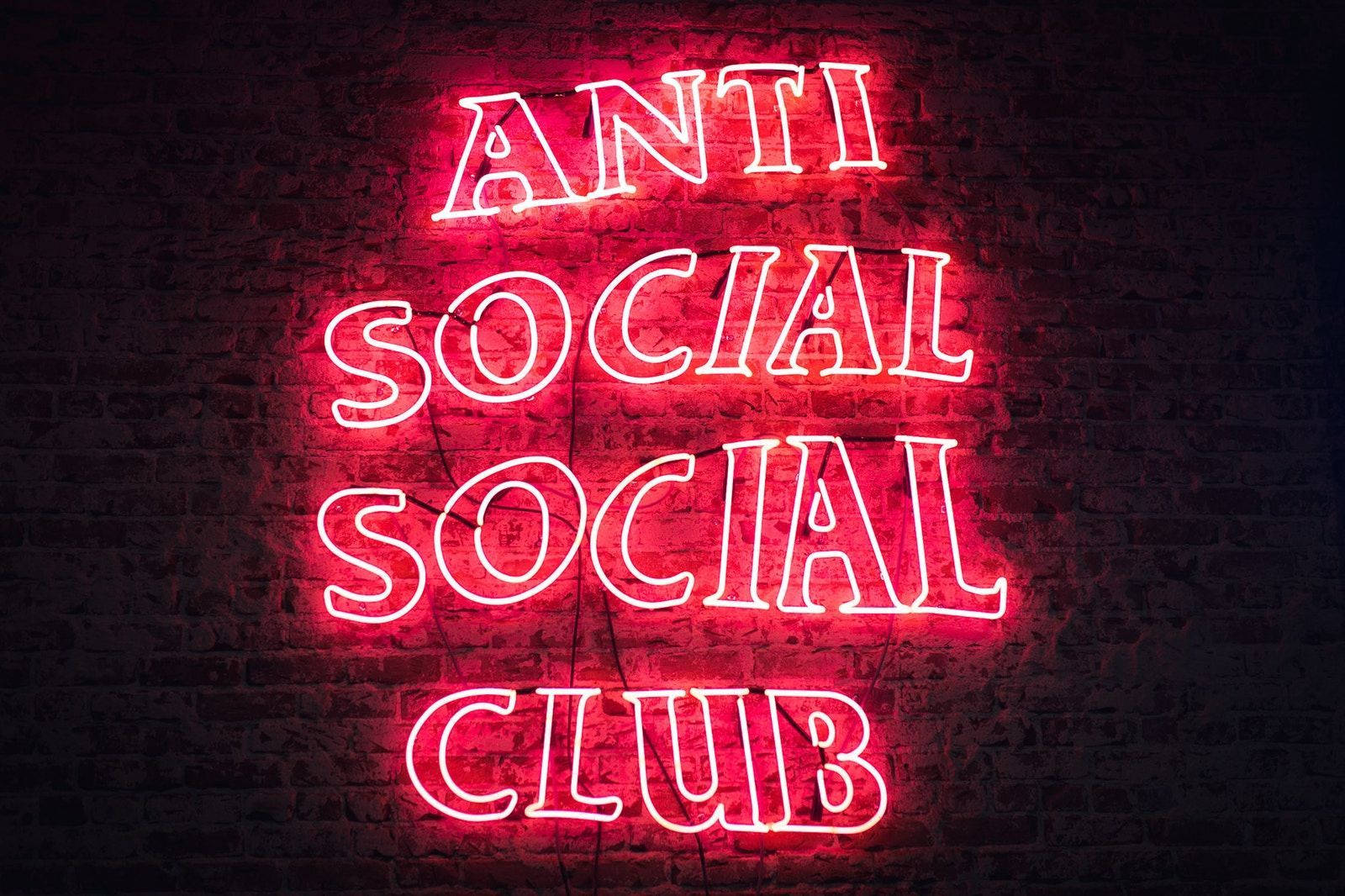 Anti Social Social Club, red neon, glowing red neon sign, HD Desktop Wallpaper