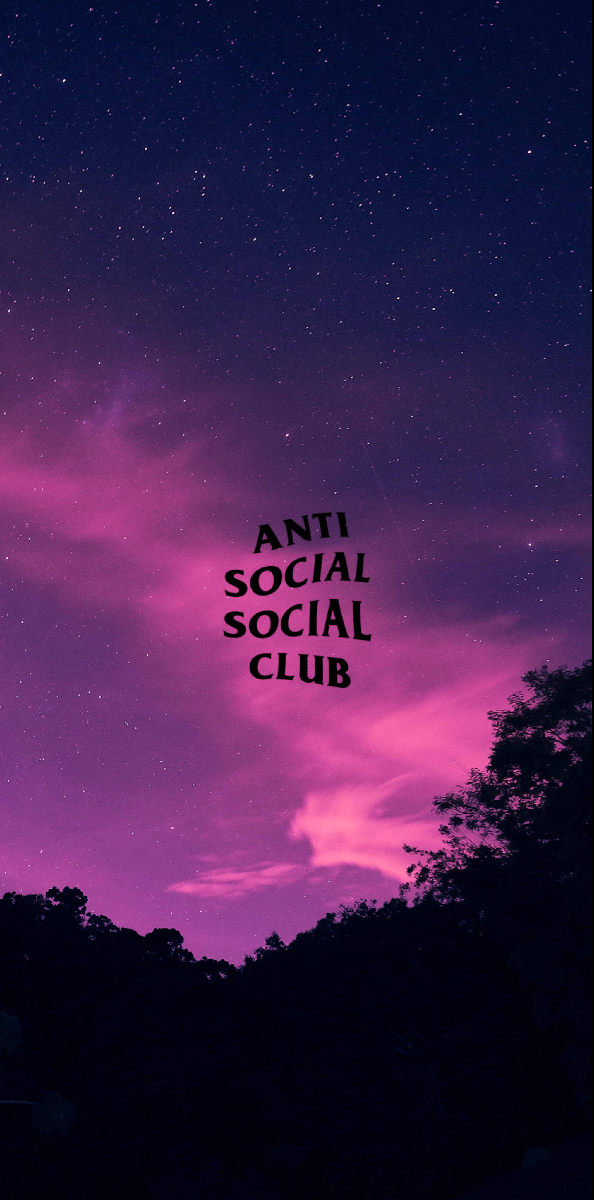 Anti Social Social Club, violet, starry sky, 4K Phone Wallpaper