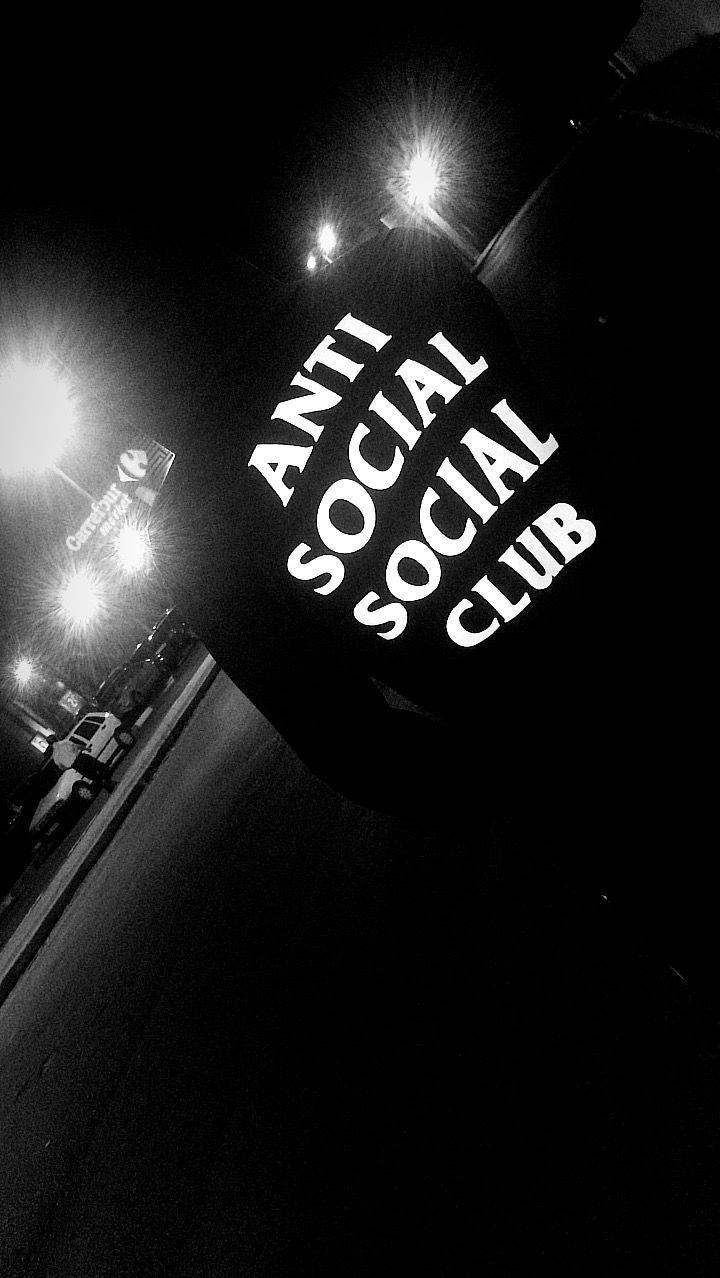 Anti Social Social Club, black and white, glowing, SD Phone Wallpaper