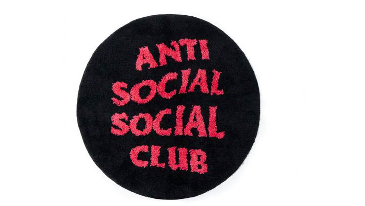 Anti Social Social Club, black circular rug, bold pink embroidered text, SD Desktop Wallpaper