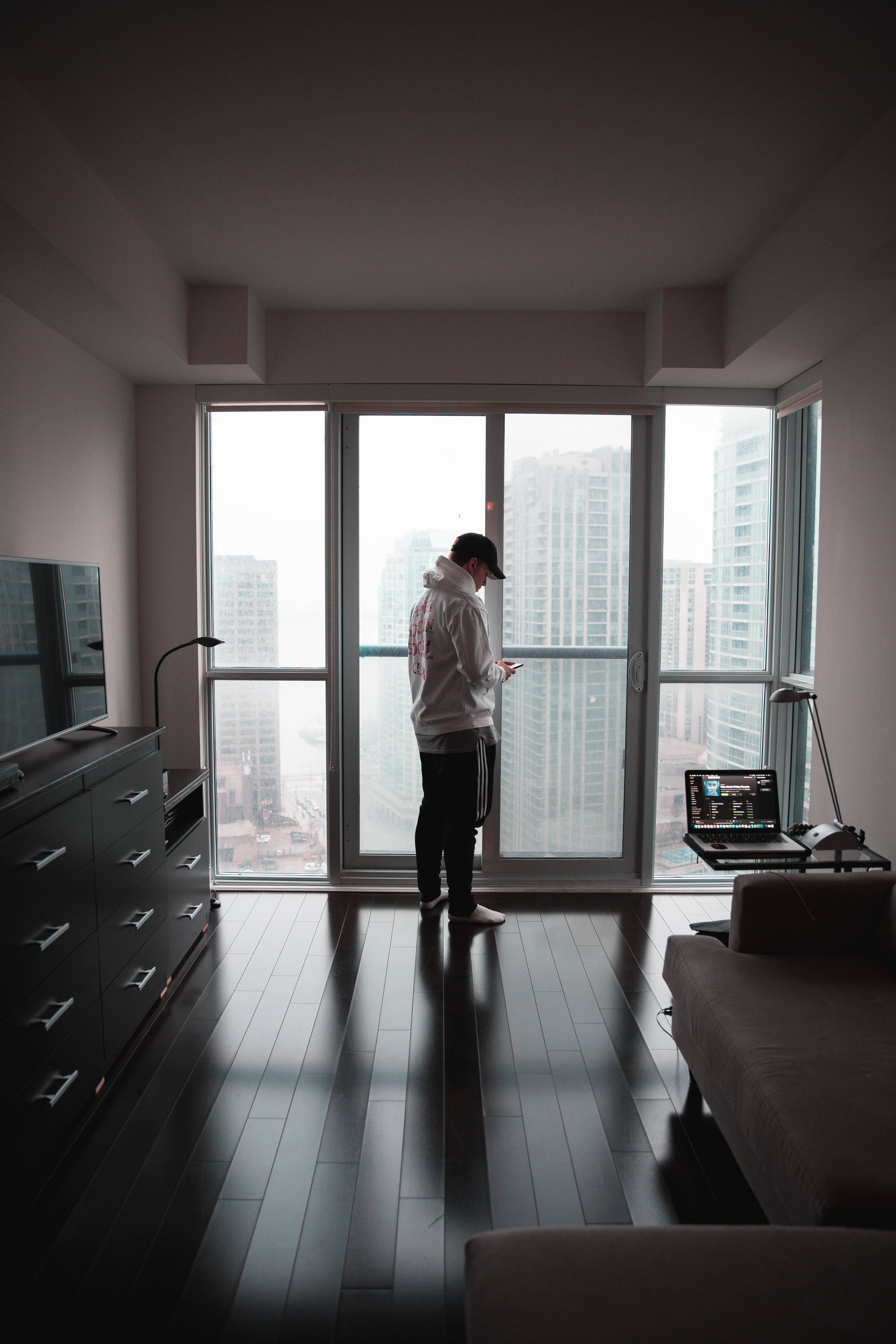 Anti Social Social Club, hoodie, modern apartment, 5K Phone Wallpaper