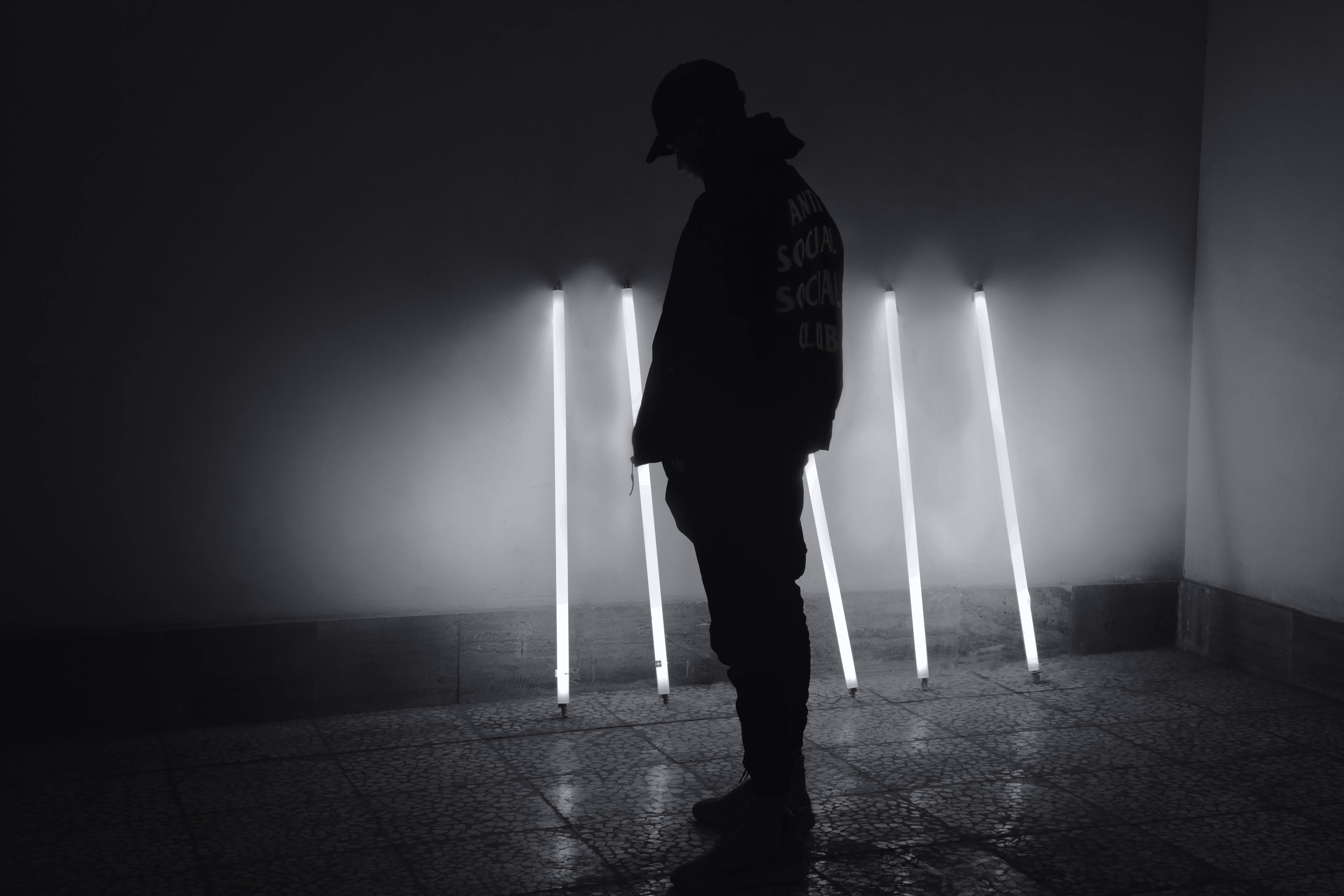 Anti Social Social Club, monochrome, hoodie, 5K Desktop Wallpaper