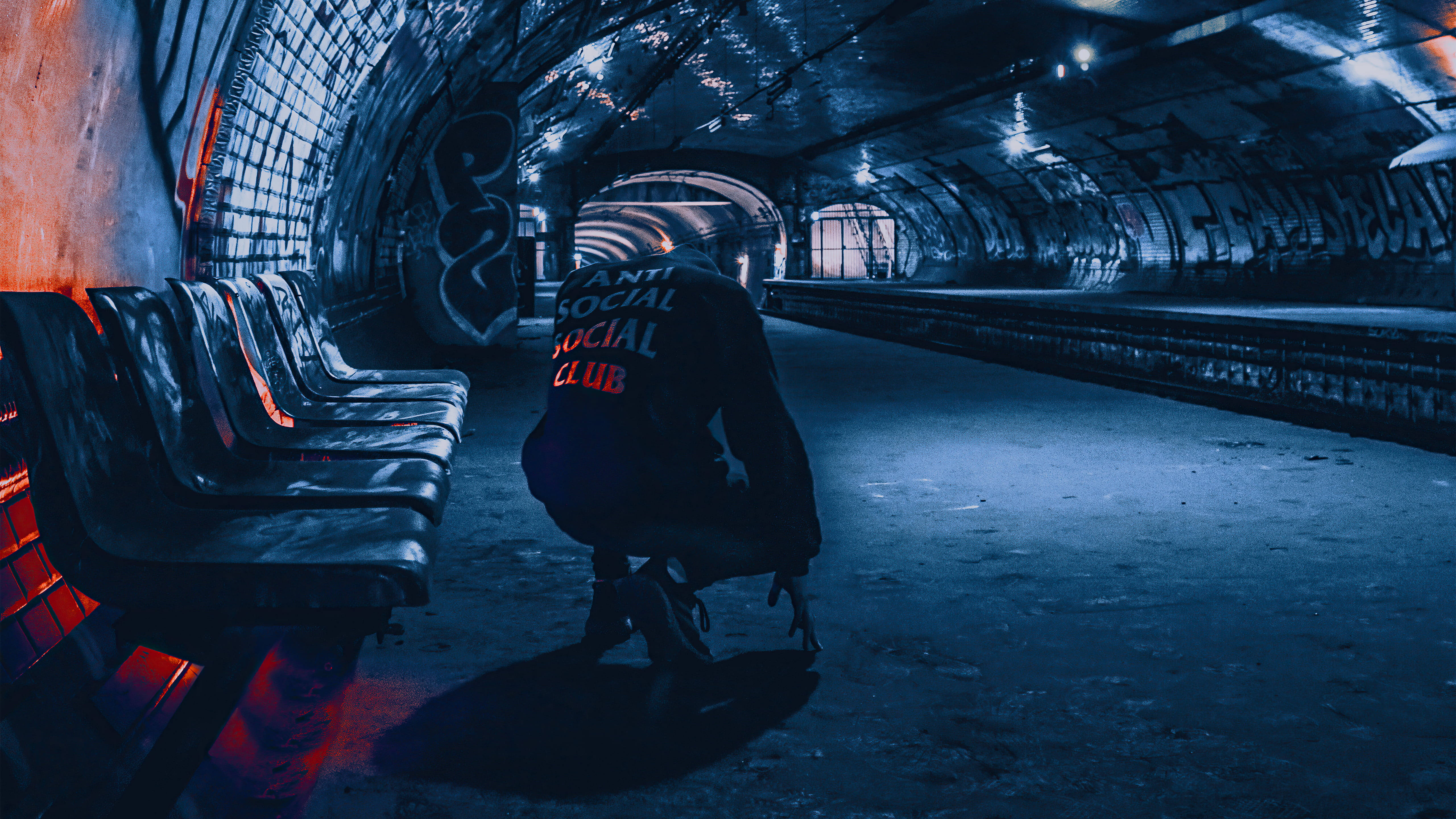 Anti Social Social Club, subway, black jacket, 5K Desktop Wallpaper