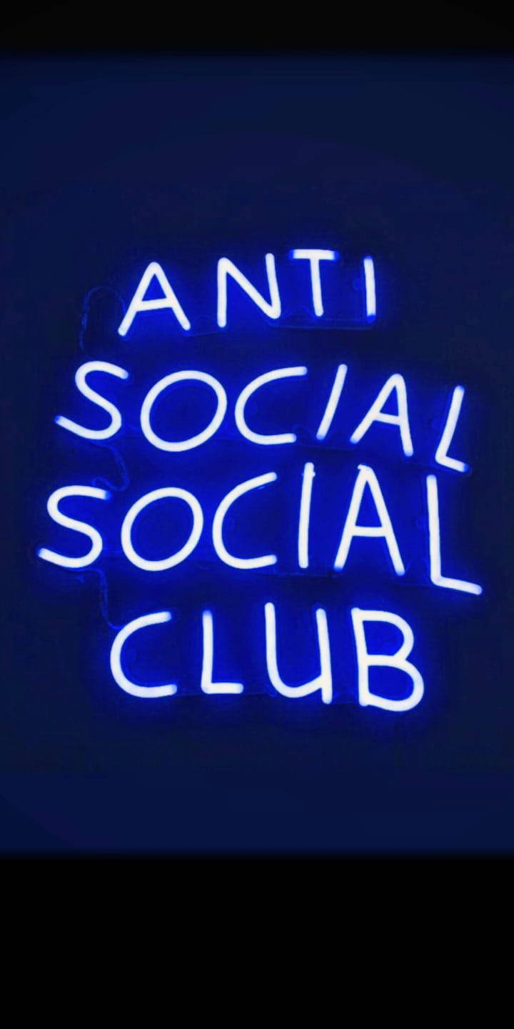 anti social social club, blue neon, glowing blue neon sign, HD Phone Wallpaper