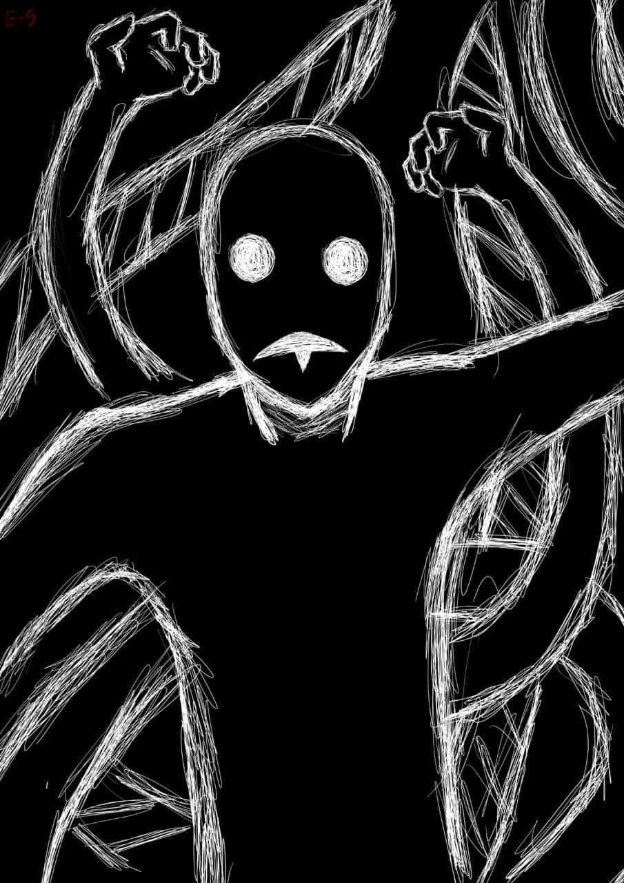 Anti Spiral, white scribbled figure, rabbit ears, HD Phone Wallpaper