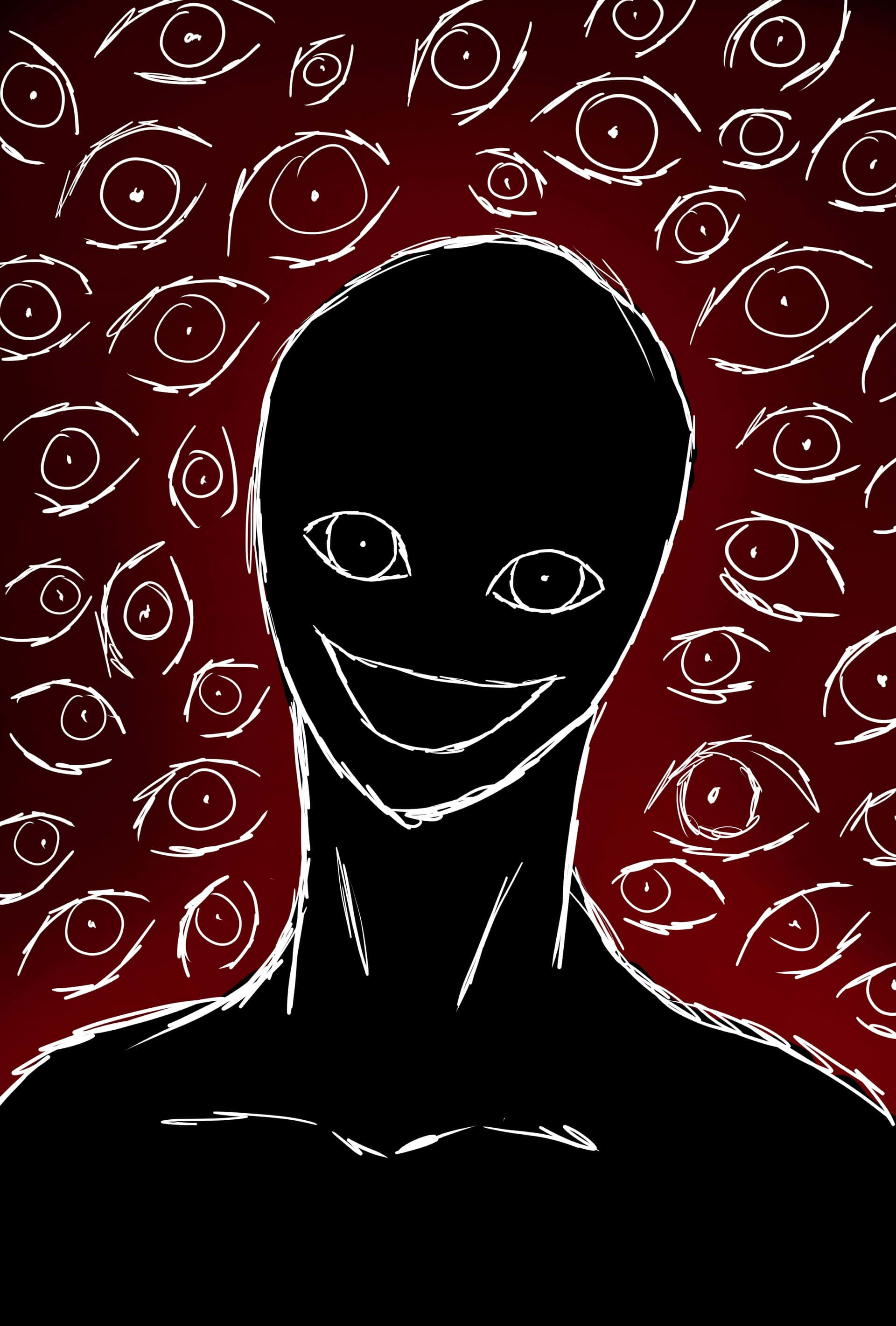 Anti Spiral, black silhouette, wide grin, 2K Phone Wallpaper