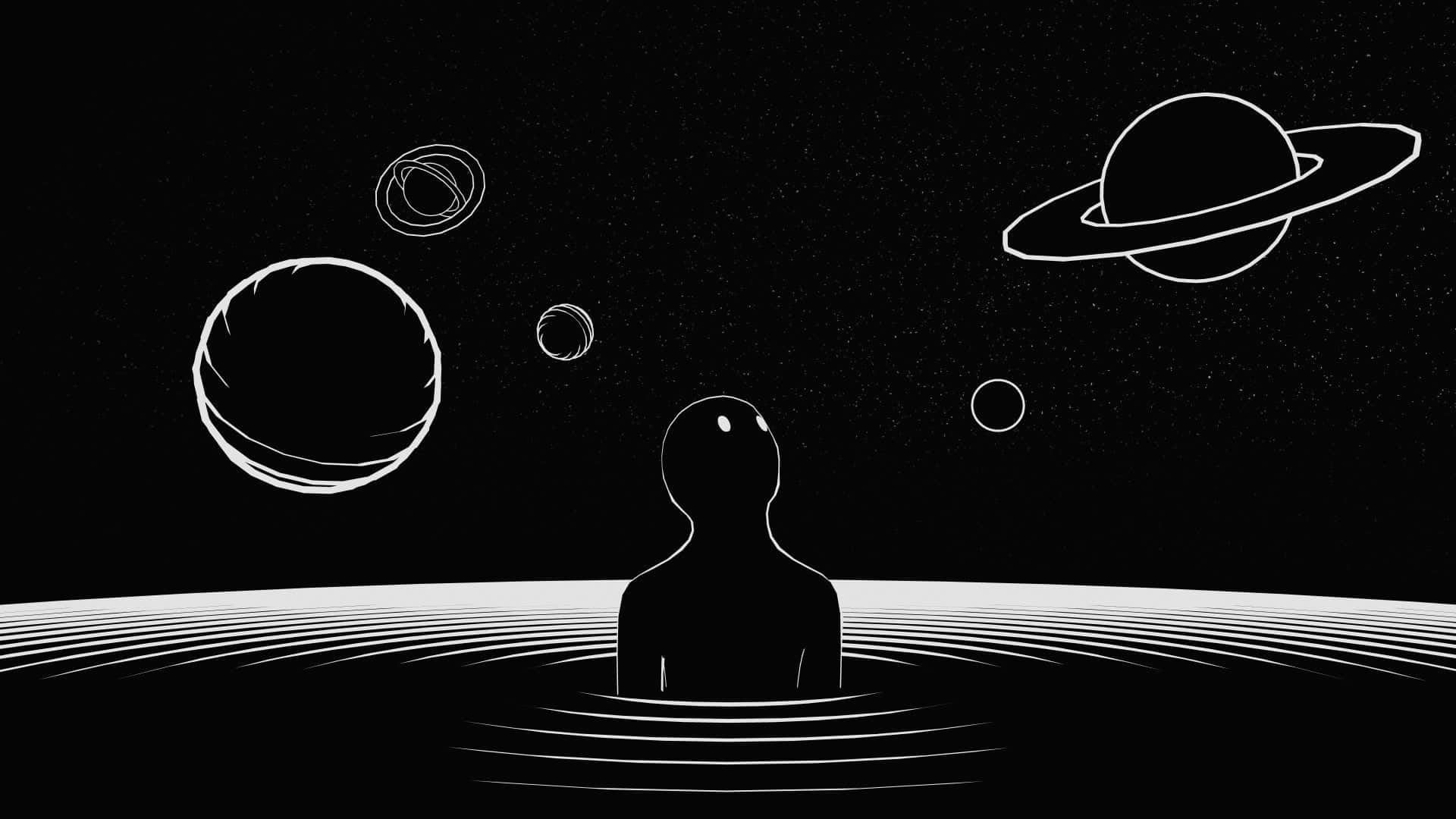 Anti Spiral, black cosmic backdrop, silhouette, Full HD Desktop Wallpaper
