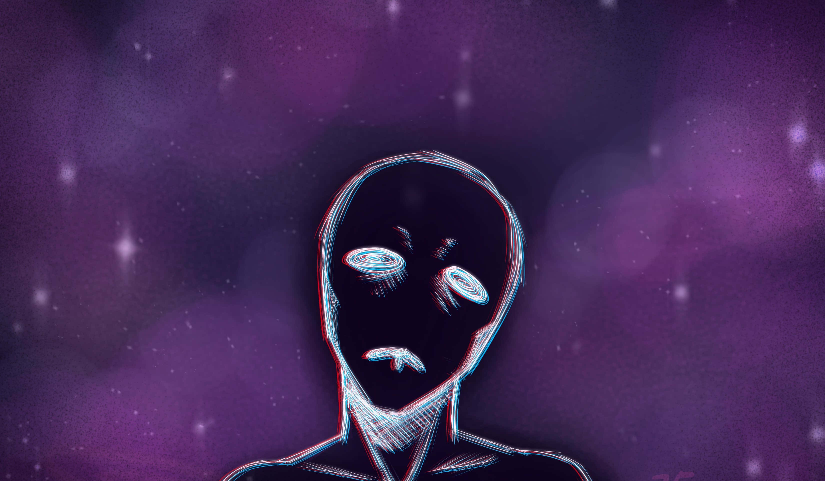 Anti Spiral, spiral eyes, starry purple nebula, 2K Desktop Wallpaper