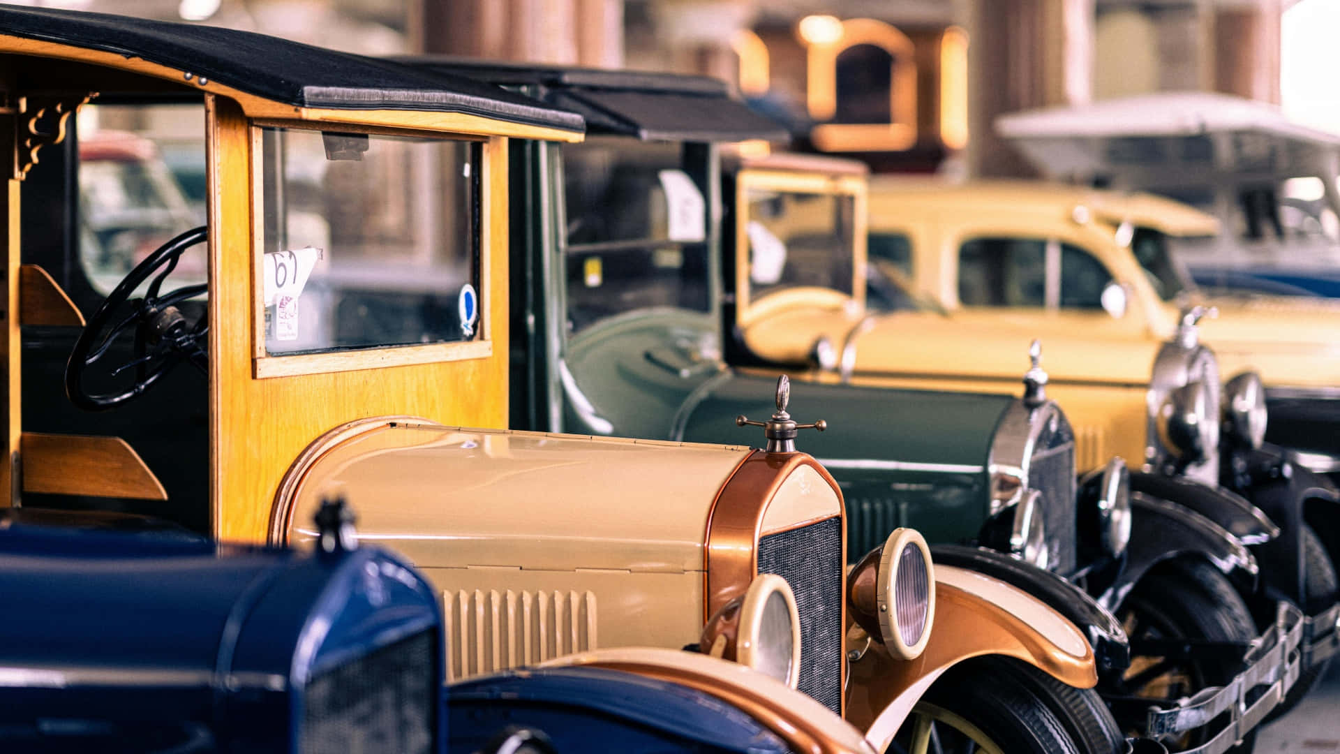 vintage cars, wooden frames, brass accents, Full HD Desktop Wallpaper