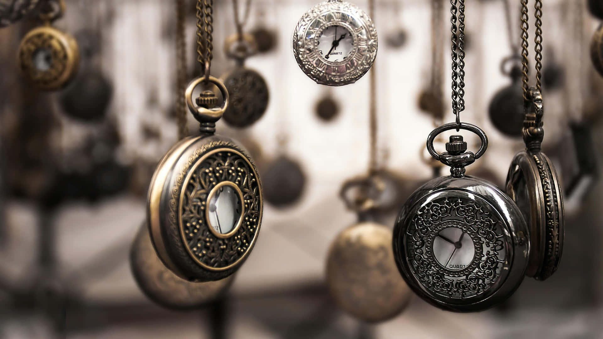 antique pocket watches, brass, silver, Full HD Desktop Wallpaper