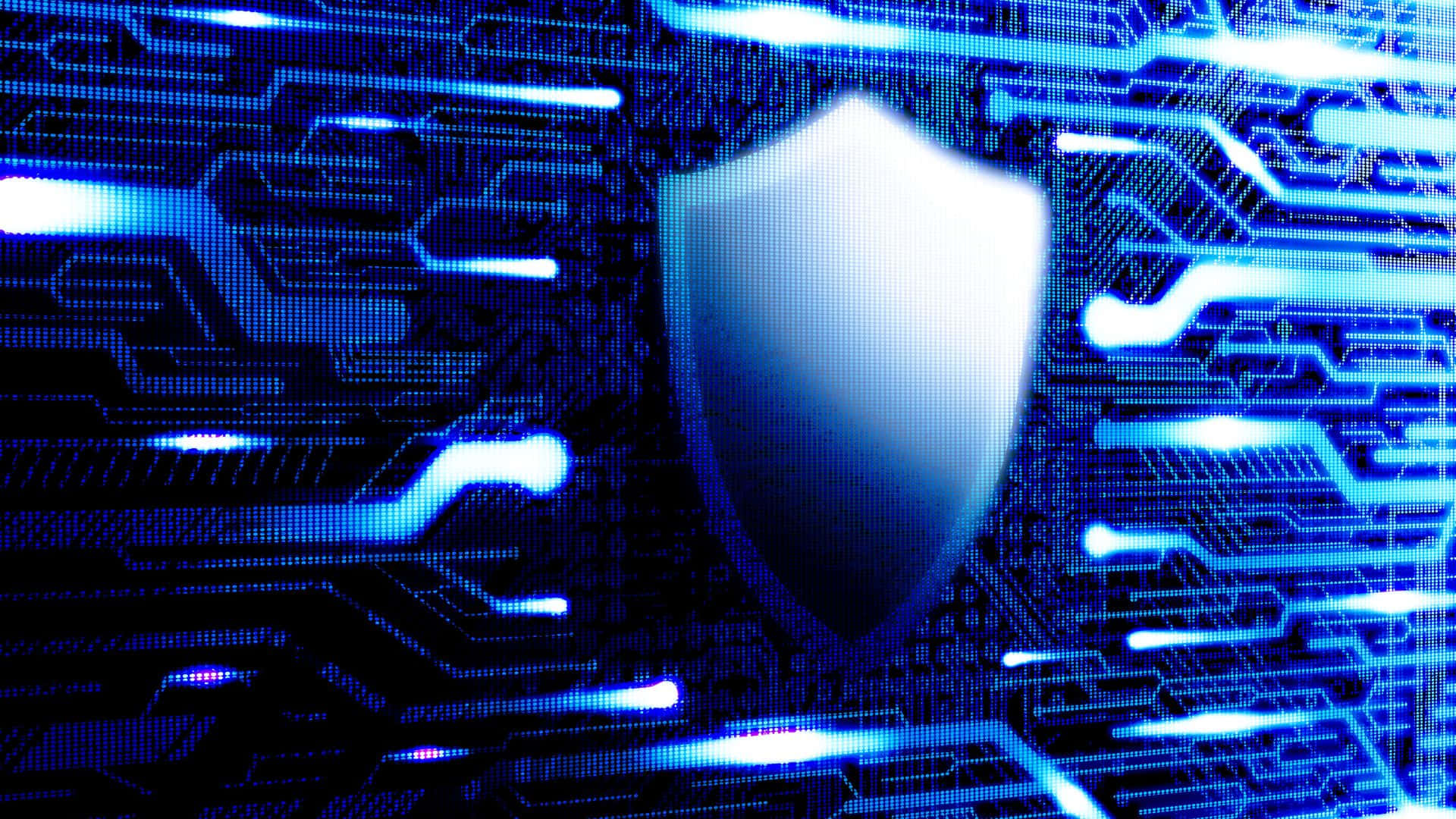 Antivirus, glowing white shield, glowing blue circuitry, Full HD Desktop Wallpaper