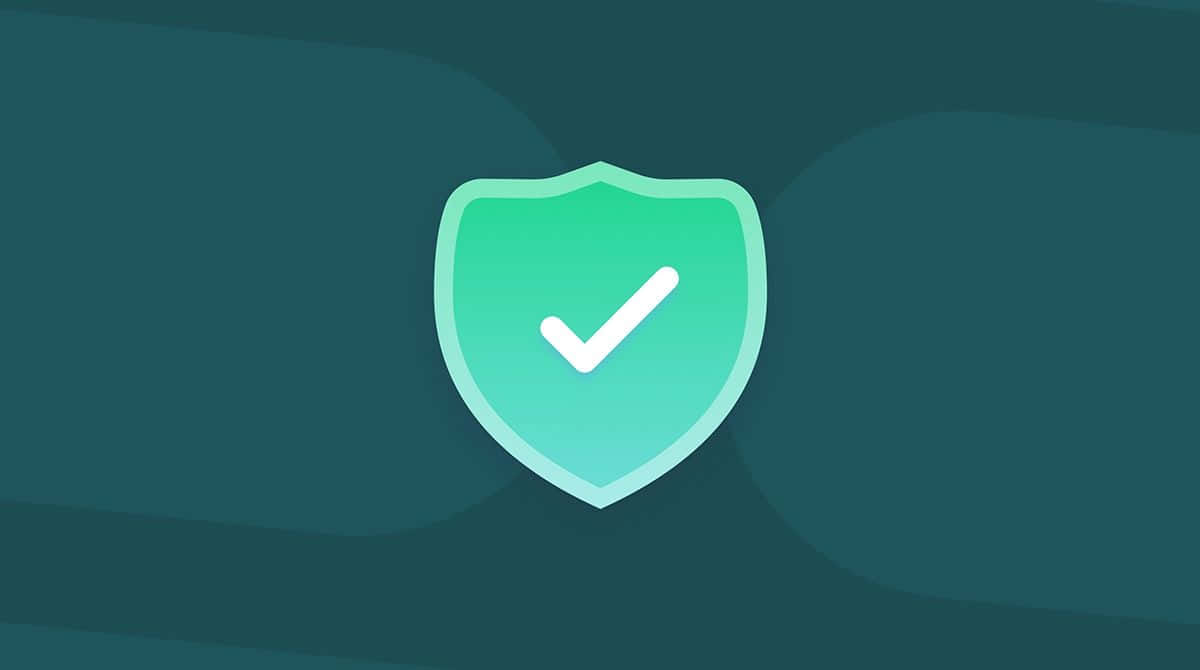 Antivirus, glowing green shield icon, white checkmark, SD Desktop Wallpaper