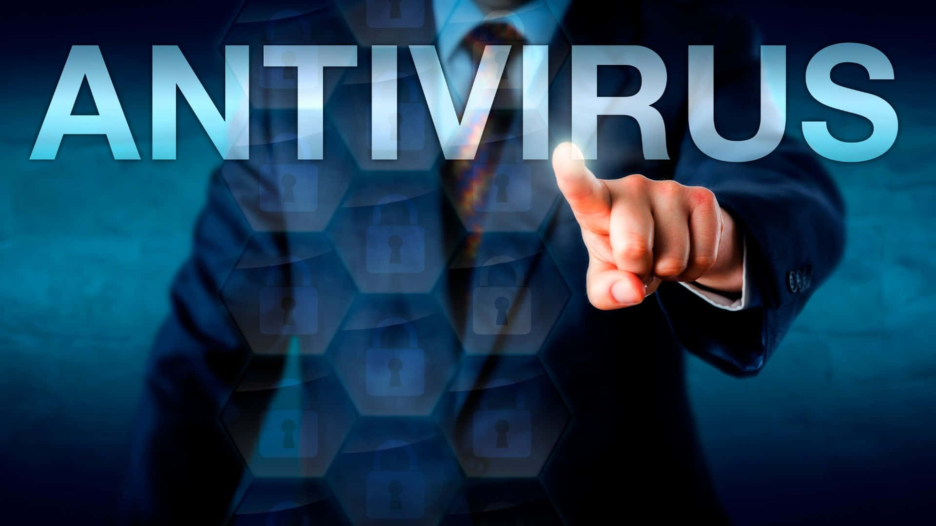 Antivirus, business suit, glowing antivirus text, Full HD Desktop Wallpaper
