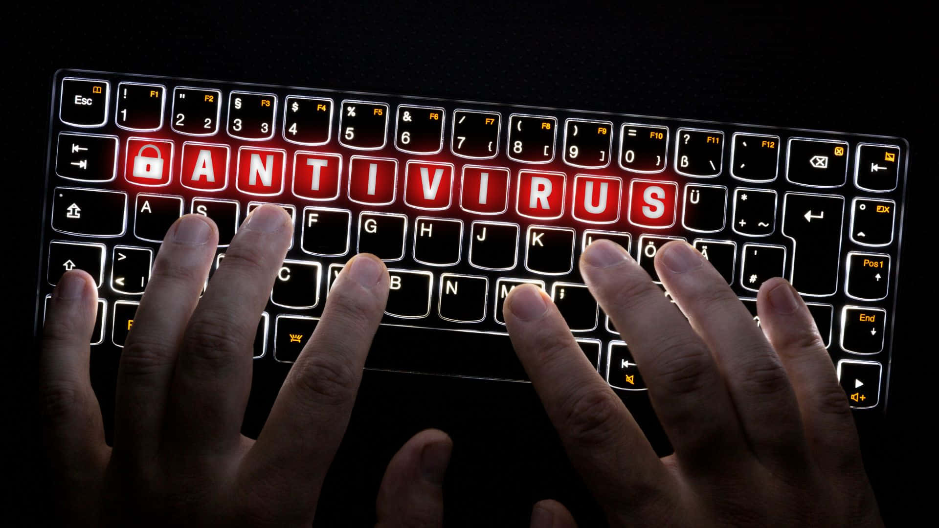 ANTIVIRUS, red, keyboard, Full HD Desktop Wallpaper