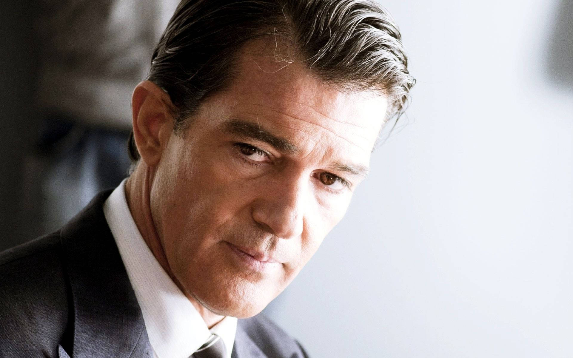 Antonio Banderas, suit, intense gaze, Full HD Desktop Wallpaper