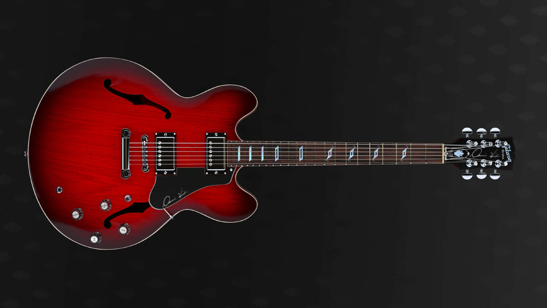 Gibson 335, glossy red, black pickguard, Full HD Desktop Wallpaper