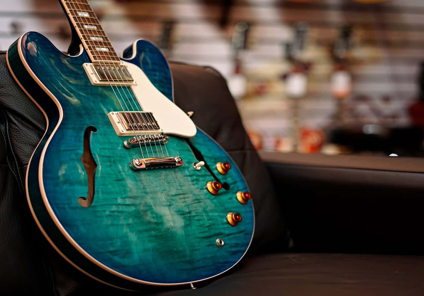 Gibson 335, blue-green, glossy finish, HD Desktop Wallpaper