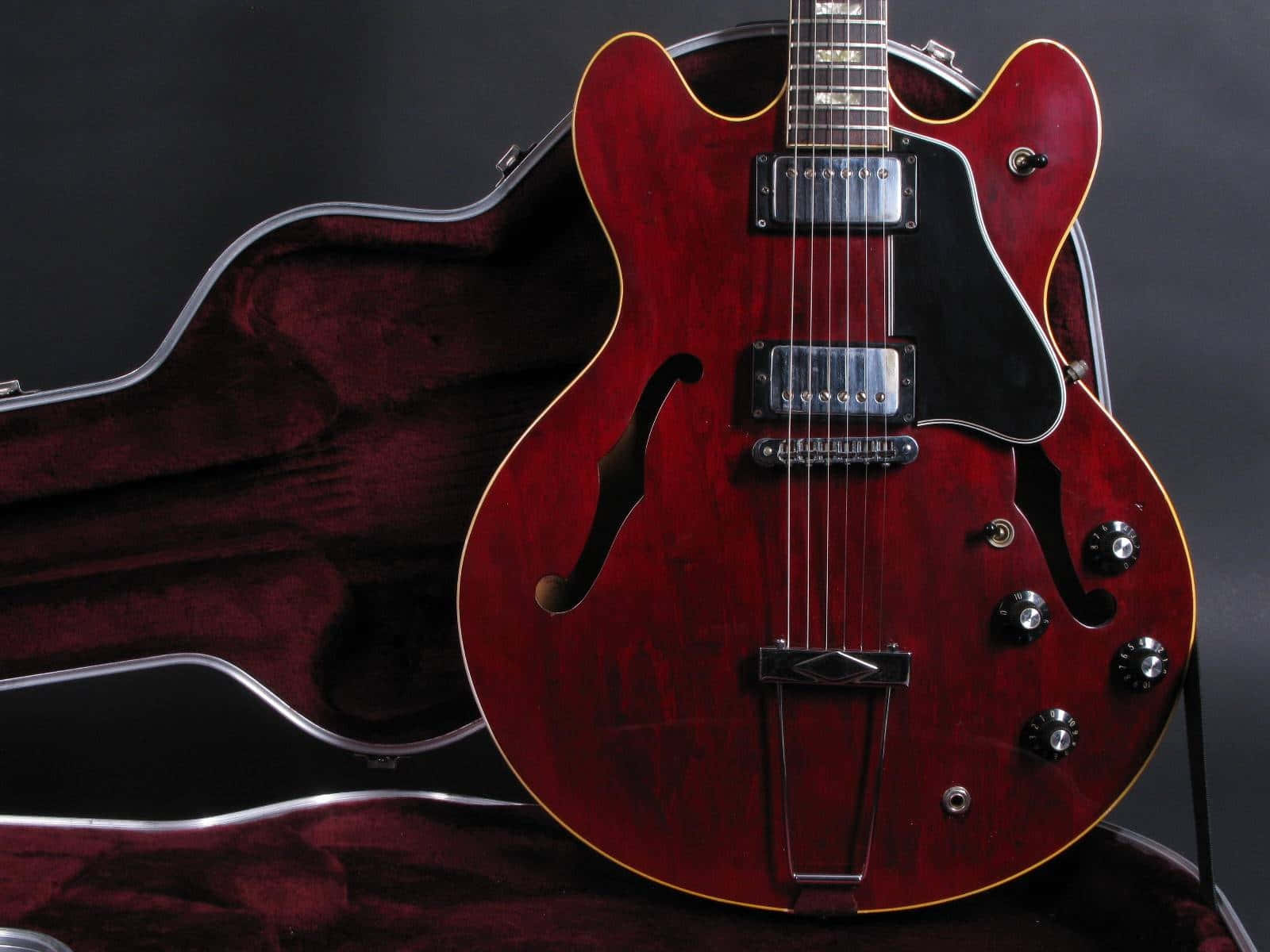 Gibson 335, cherry red, glossy, HD Desktop Wallpaper