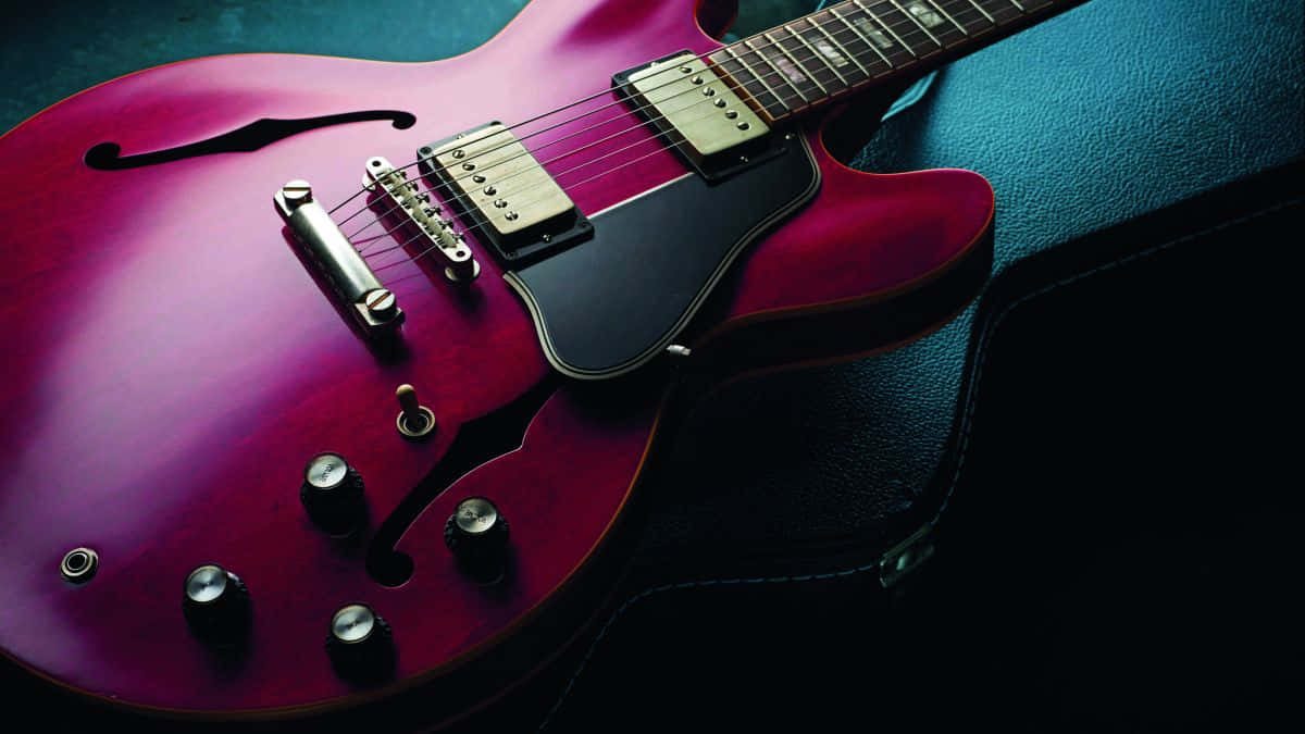 Gibson 335, glossy magenta, electric guitar, SD Desktop Wallpaper