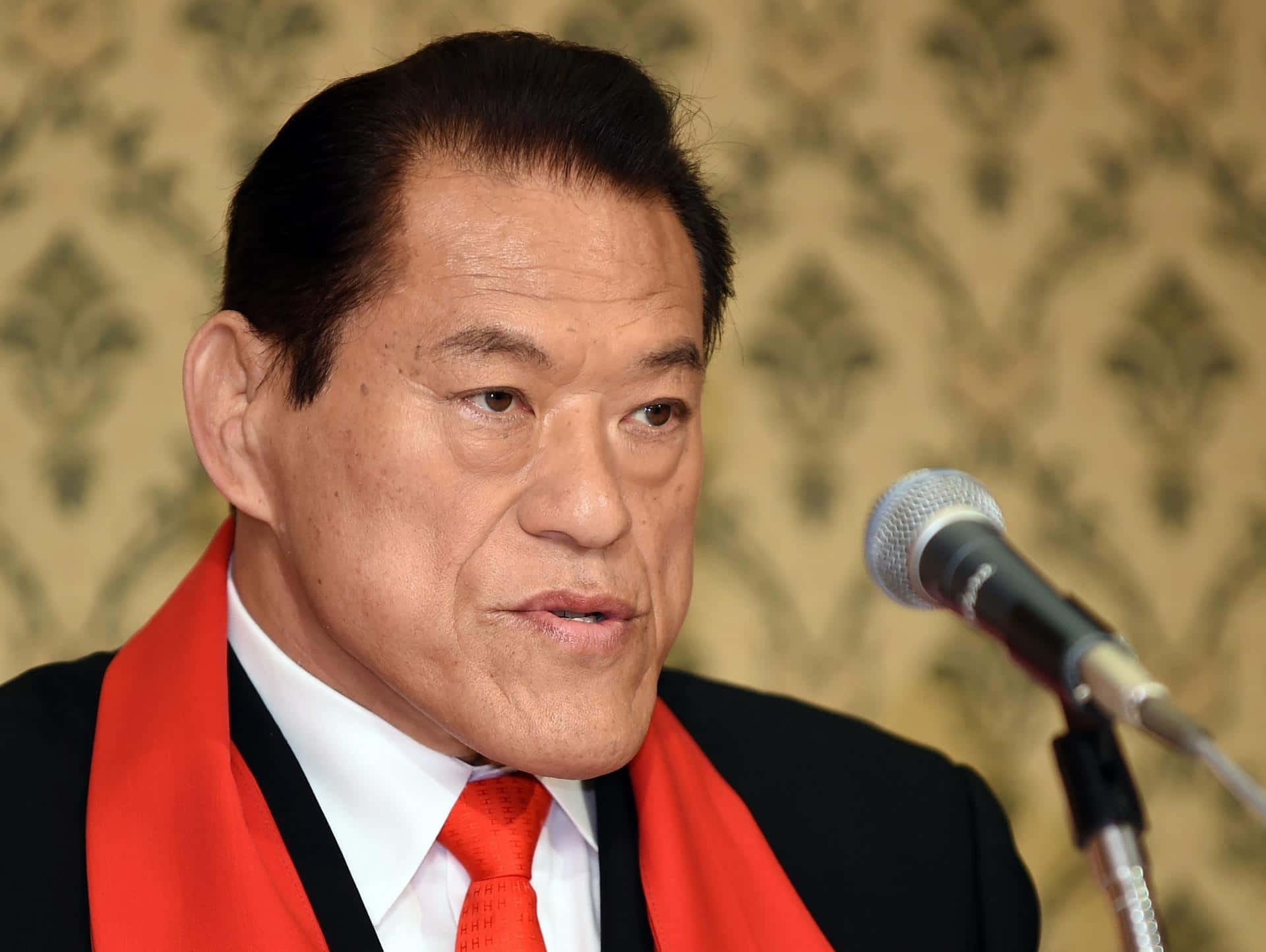 Antonio Inoki, black suit, red tie, Full HD Desktop Wallpaper