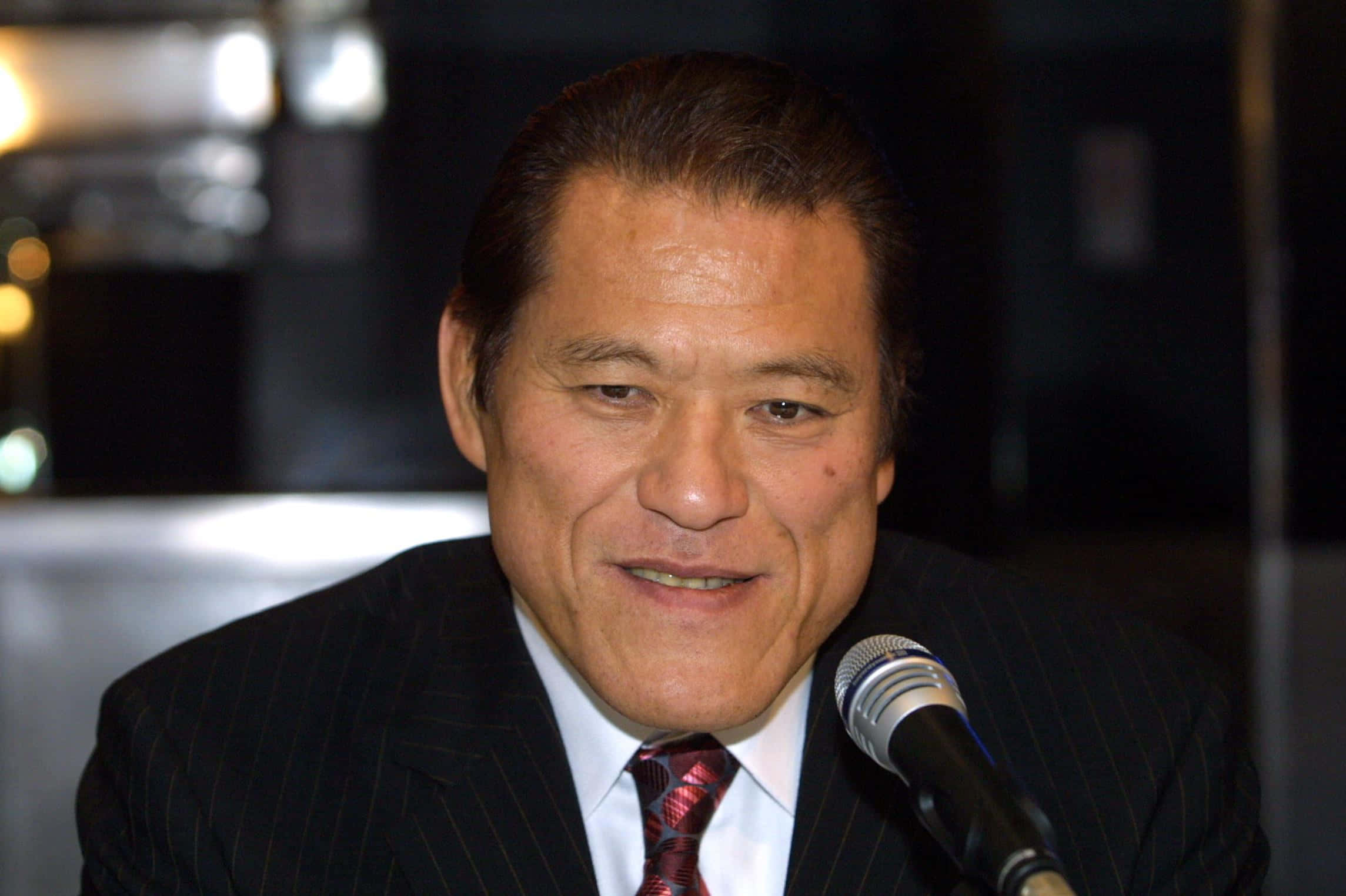 Antonio Inoki, dark pinstripe suit, patterned tie, Full HD Desktop Wallpaper
