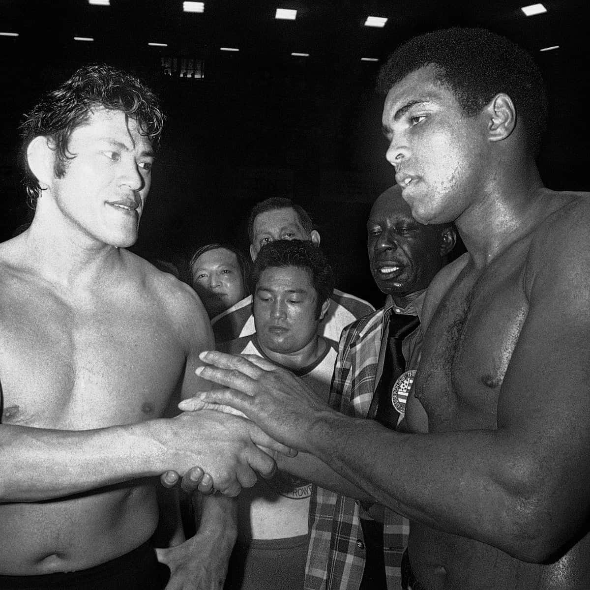 Antonio Inoki, arena lights, shaking hands, SD Desktop Wallpaper